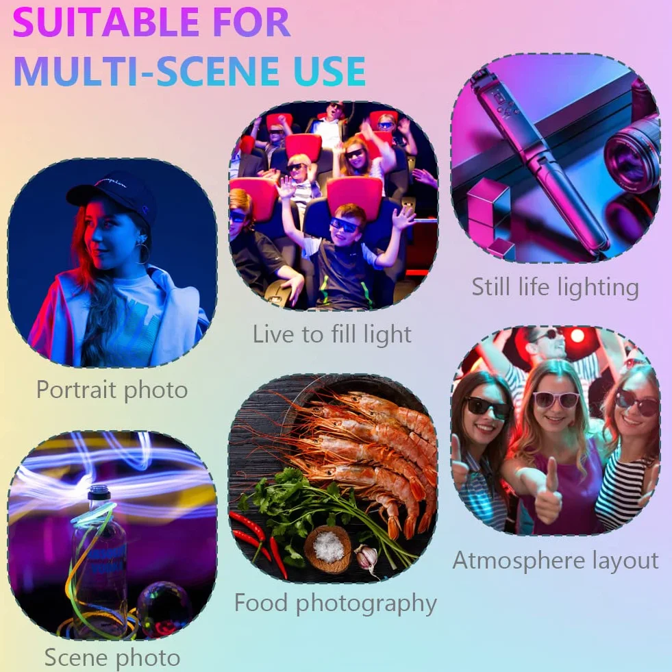 AXFEE Lampa wideo LED RGB, 5", światło wideo z możliwością ściemniania, 2500 K - 9000 K, z klipsem na telefon i uchwytem na zimne buty, wbudowany akumulator 3100 mAh, CRI 95+, światło do fotografii