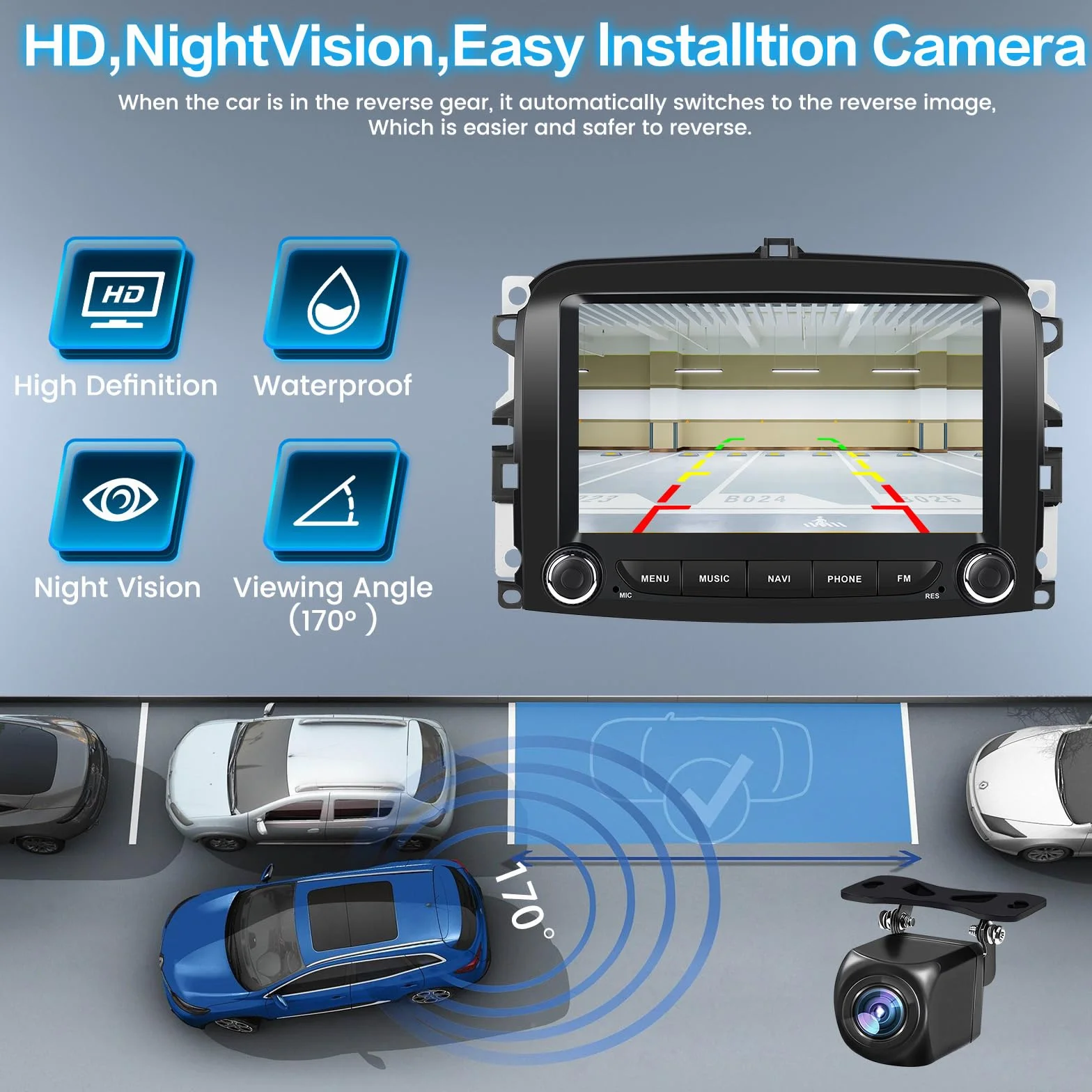 Inefala 2G+64G do Fiata 500L 2013-2017, Android 15, samochodowe stereo z bezprzewodowym CarPlay i Android Auto, 7-calowy ekran dotykowy HD, samochodowe stereo Bluetooth z Wi-Fi, GPS FM/RDS, mikrofonem
