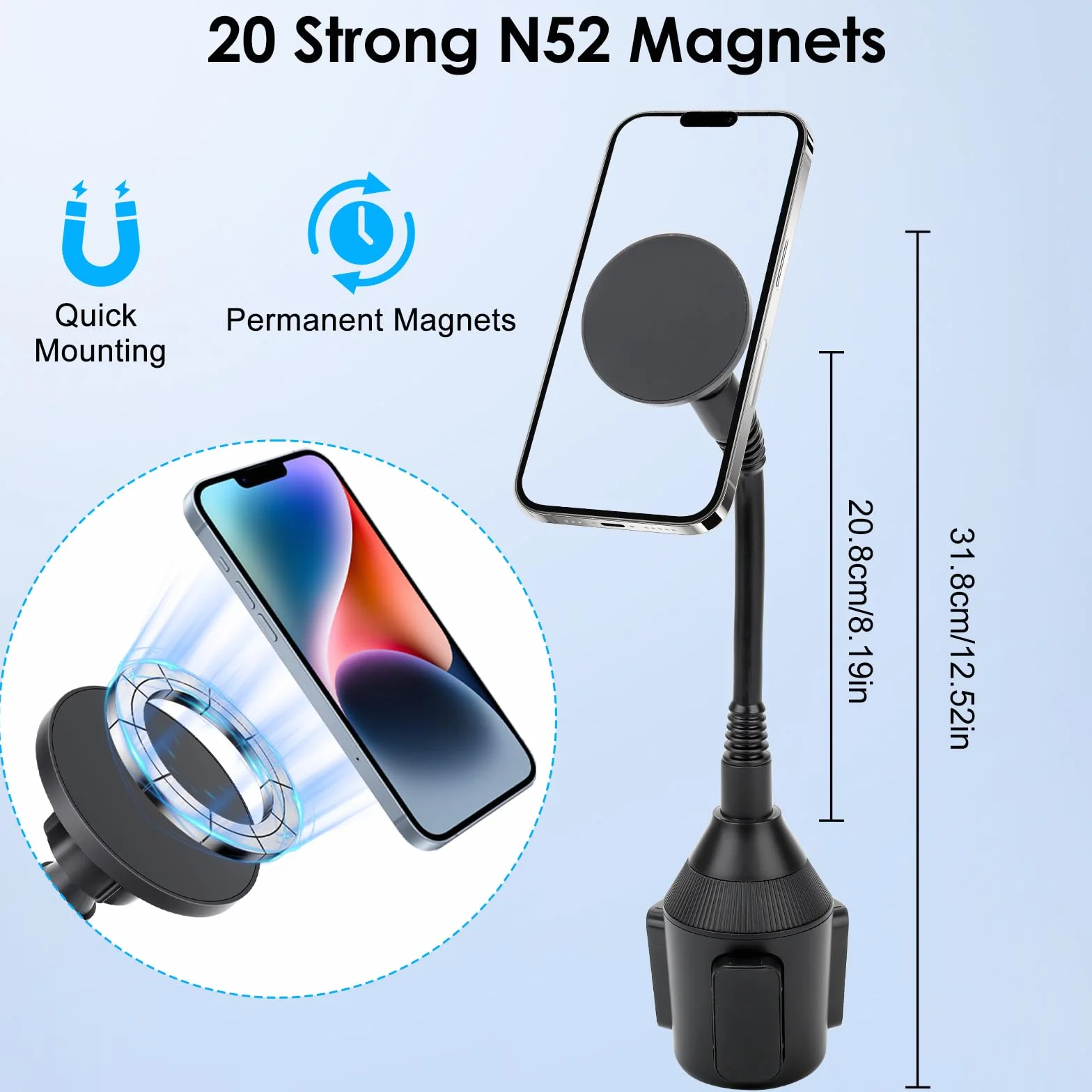 EEEKit Samochodowy uchwyt na telefon 2 w 1, magnetyczny kompatybilny z MagSafe do iPhone 17/16/15/14/13 Pro Max, Galaxy