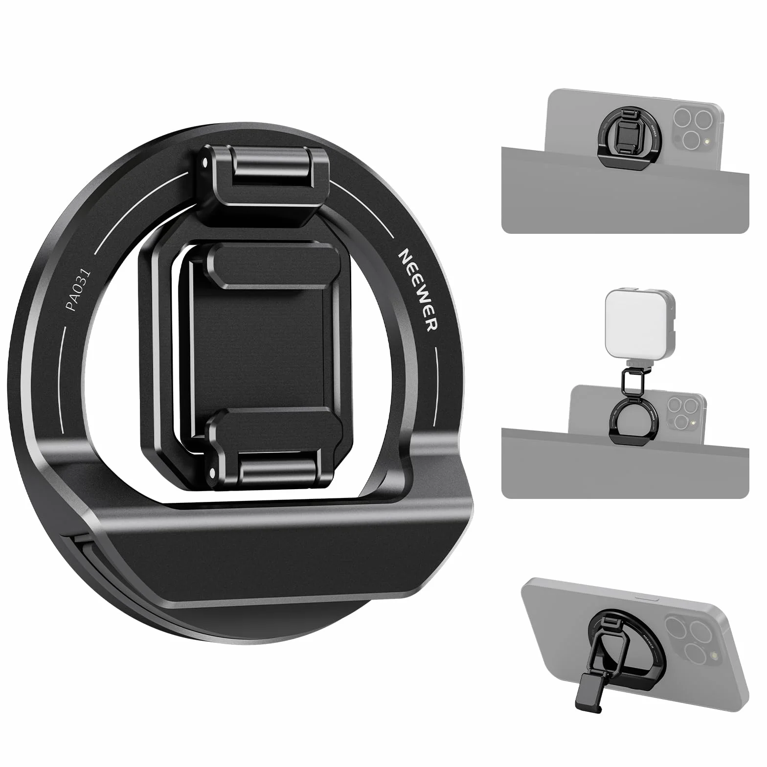 NEEWER Składany uchwyt kamery ciągłej z zimną stopką do MagSafe iPhone 15 Pro Max, 14, 13, 12, MacBook Air M1, MacBook Pro M1/M2