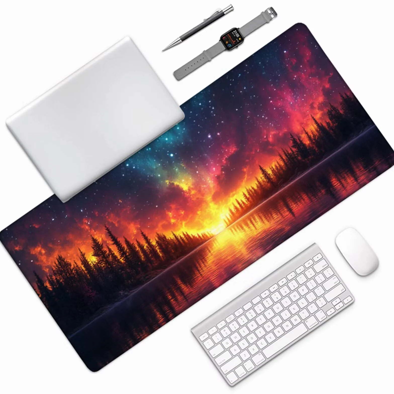 Podkładka pod mysz XXL gwiaździste niebo, podkładka pod mysz 1200 x 600 x 3 mm, podkładka pod mysz dla graczy ze szwami na krawędziach, pod ręką biurko dla graczy, akcesoria do gier, duża podkładka do
