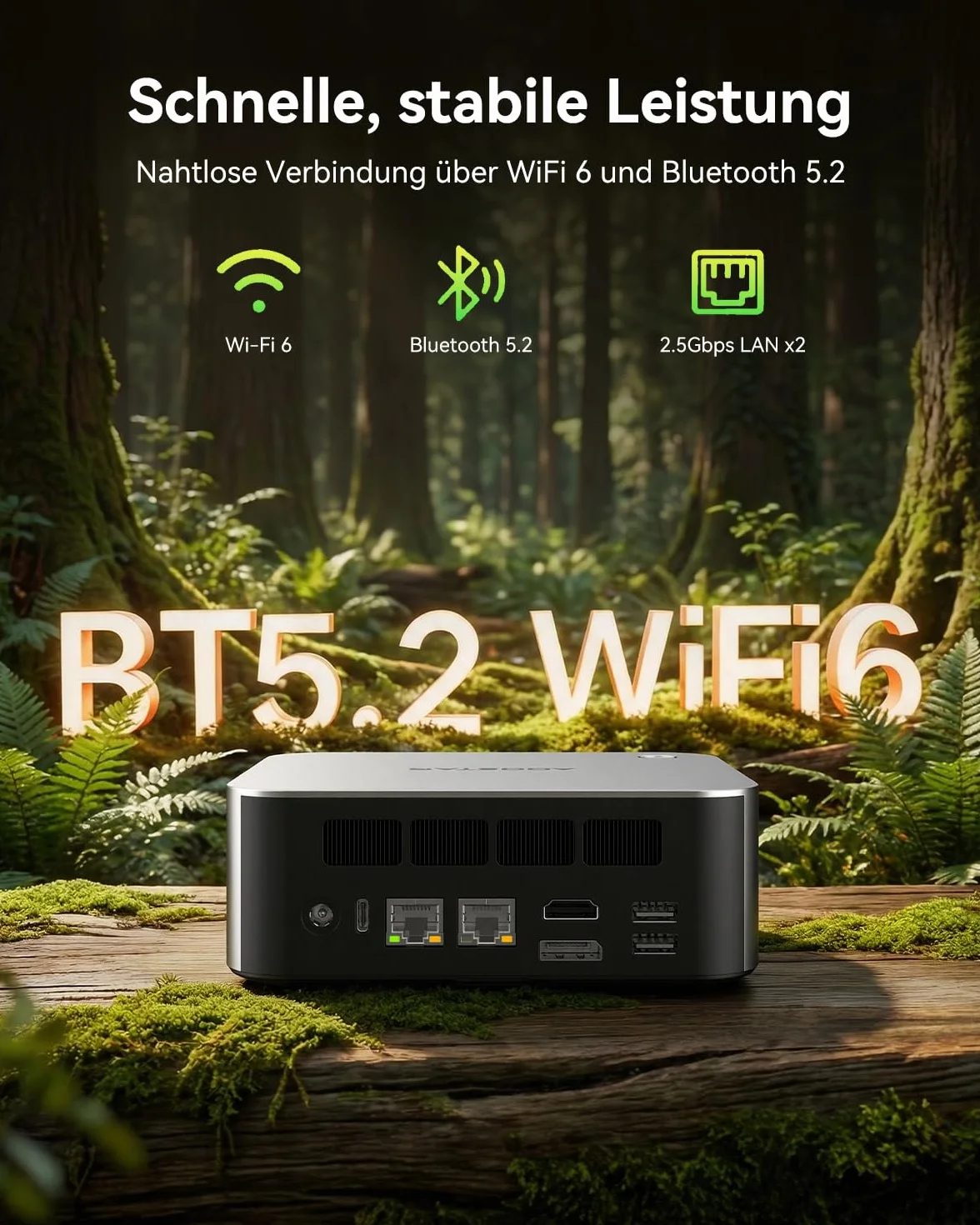 AOOSTAR MACO Mini PC R7 6850H (do 4,7 GHz) mini komputer stacjonarny 24 GB LPDDR5 RAM 1TB PCIe4.0 SSD, Micro PC W11 Pro Radeon 680M/OCuLink/2xUSB4/2x2,5G LAN/4K Quad-Display/odblokowywanie linii