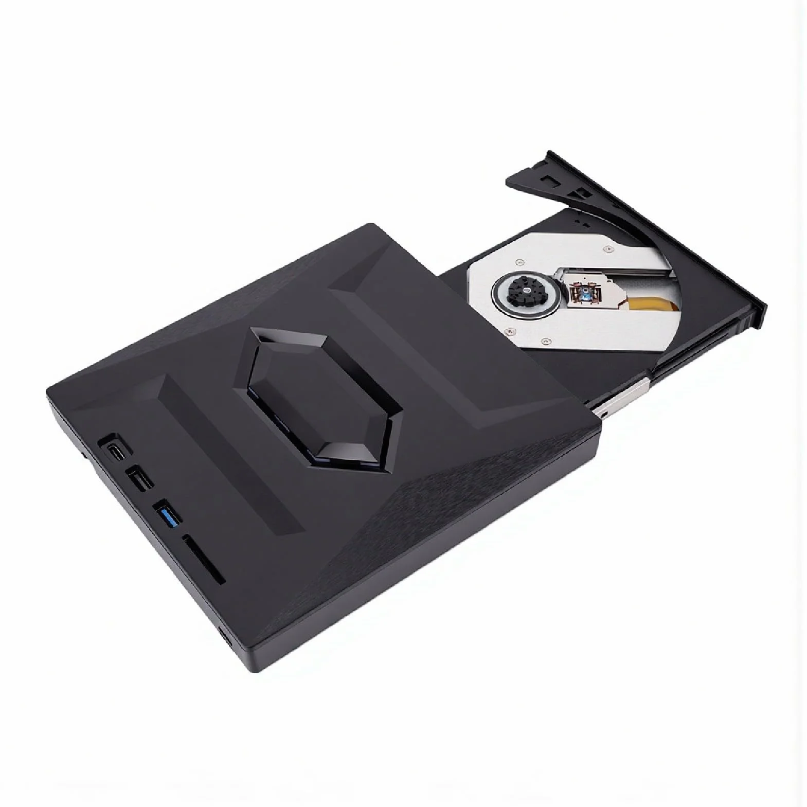 Fockety Zewnętrzny Napęd Blu Ray, Przenośna Nagrywarka Bluray 3D z USB 3.0 i Typem C, Odtwarzacz BD/DVD/CD Typu z Czytnikiem, Zewnętrzny Napęd Optyczny do Laptopa (czarny)