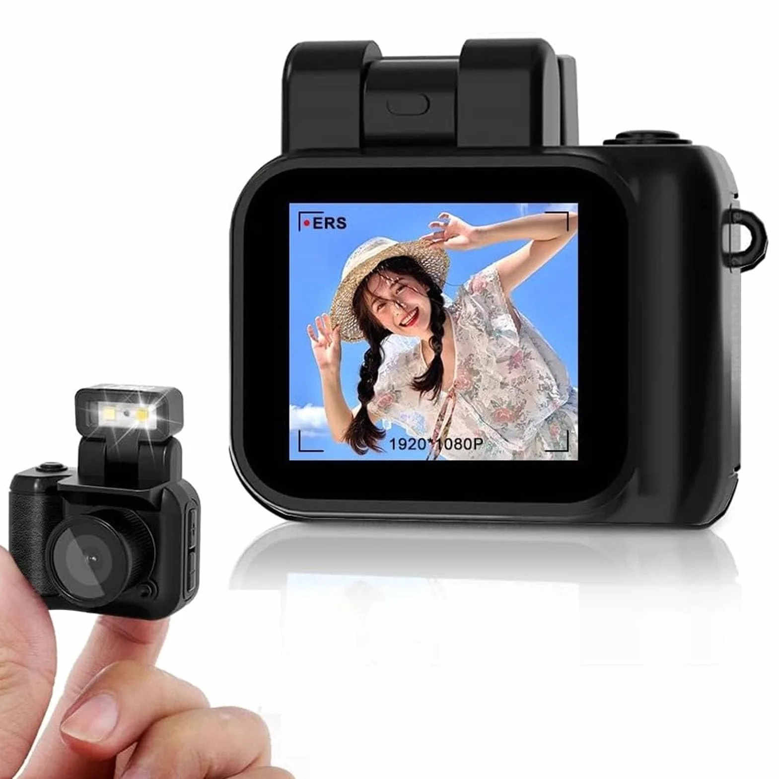 Mikrokamera Cyfrowa CCD, 2MP 1080P Minikamera Cyfrowa Rozdzielczość 3760x2128, 160° Szeroki Kąt, Kompaktowa Przenośna Kamera na Klucze (128G Mała karta pamięci)
