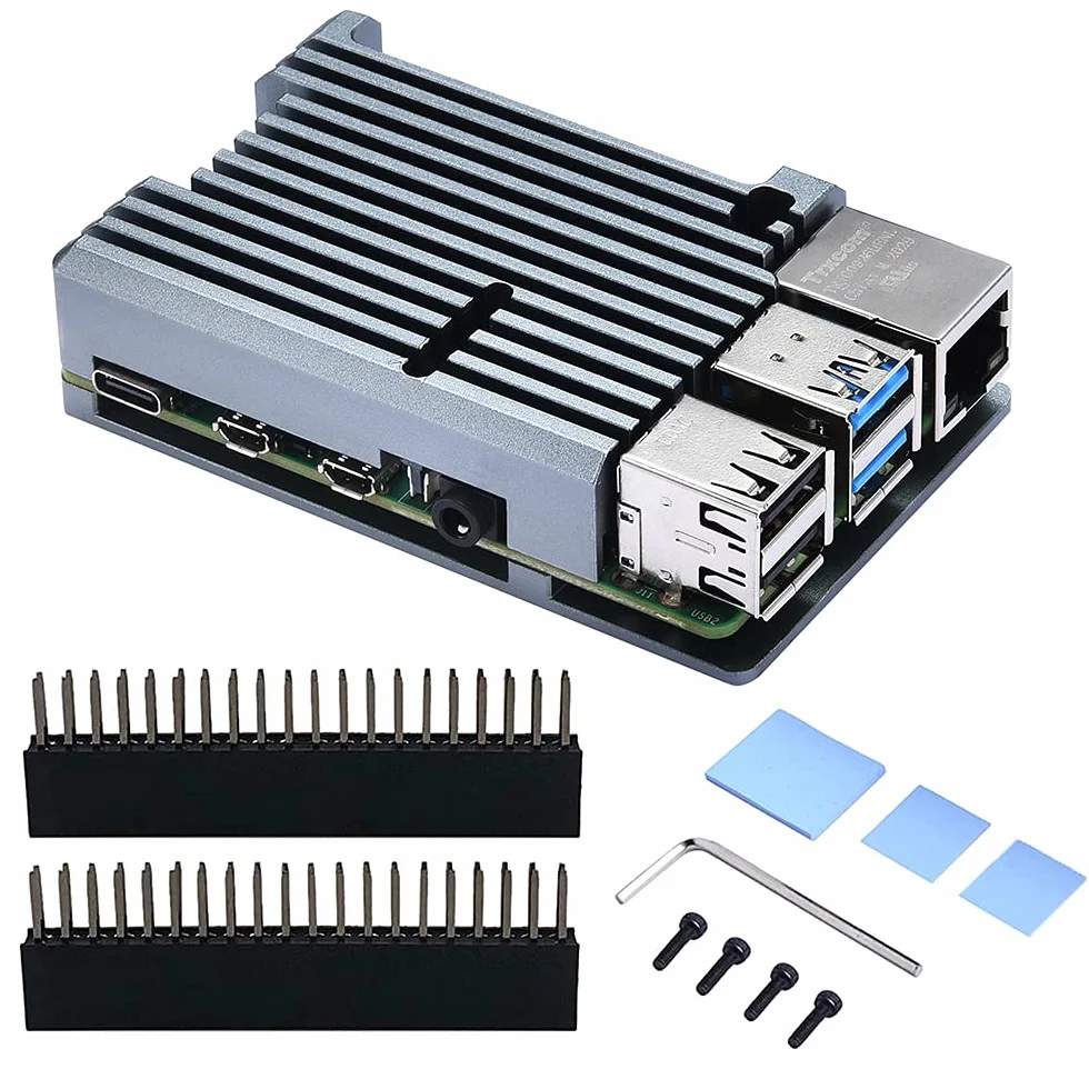 GeeekPi Raspberry Pi 4 etui, Armor obudowa z pasywnym chłodzeniem, CNC aluminiowa obudowa z rozpraszaniem ciepła i taśma termiczna do Raspberry Pi 4B (szary)