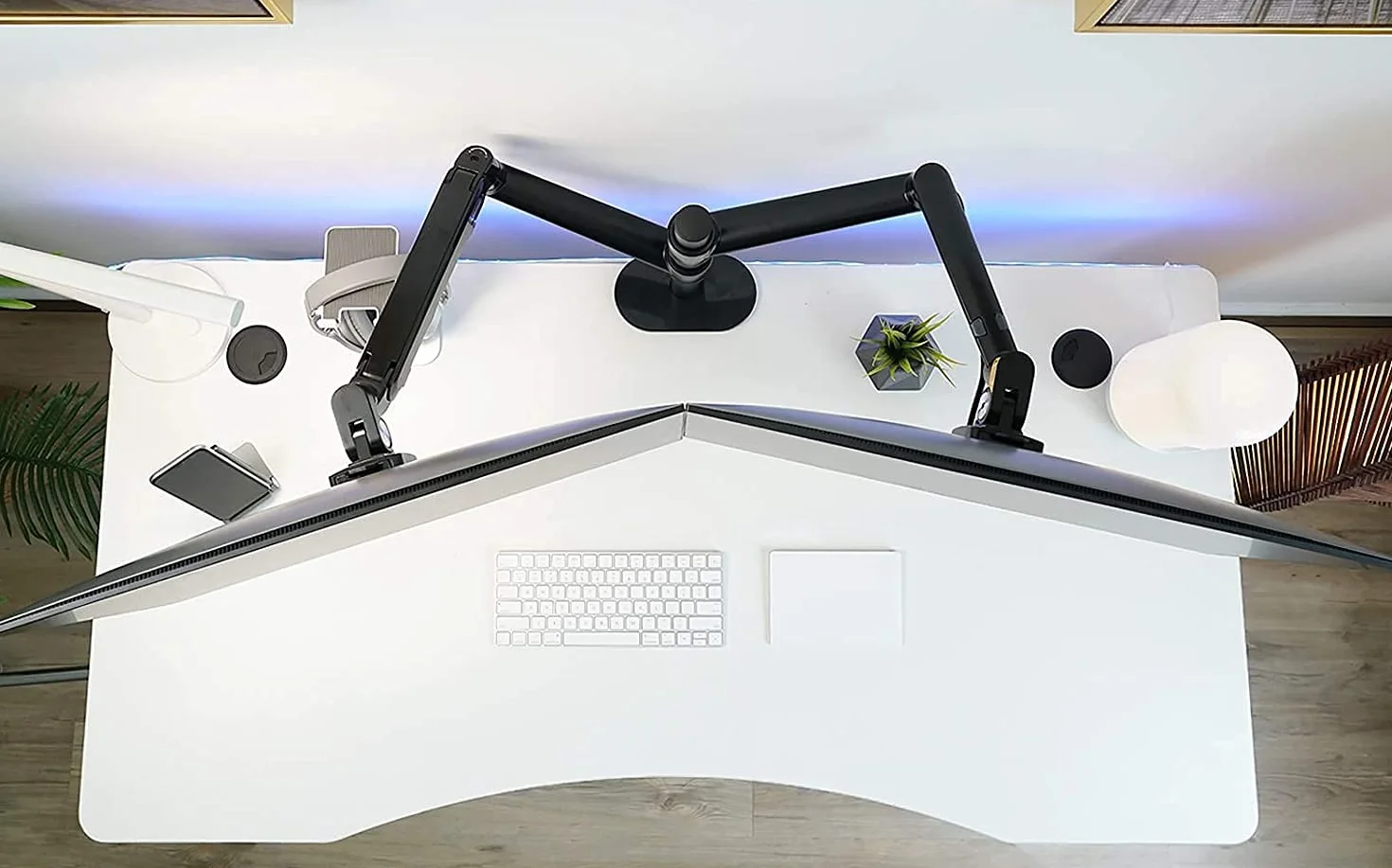 ThingyClub podwójny stojak na laptopa i monitor – pojedyncza wysokość regulowana sprężyna gazowa ramię laptopa i stojak na jedno ramię / uchwyt obrotowy uchwyt na biurko do monitora pasuje do ekranu komputera o przekątnej od 17 do 27 cali (czarny)