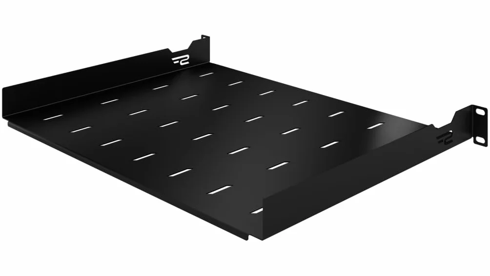 Półka Stała Standard Rack 19 cali 1U 350mm Metal Czarny Perforowana do Szaf Serwerowych Sieciowych