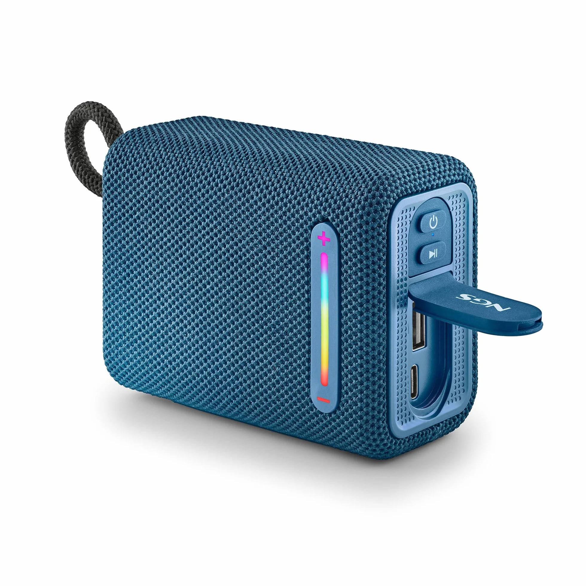 NGS Roller Furia 1 Blue przenośny głośnik z technologią Bluetooth, światła RGB, wodoszczelność IPX6, 15 W, True Wireless, USB, czas pracy baterii 9 godzin, niebieski