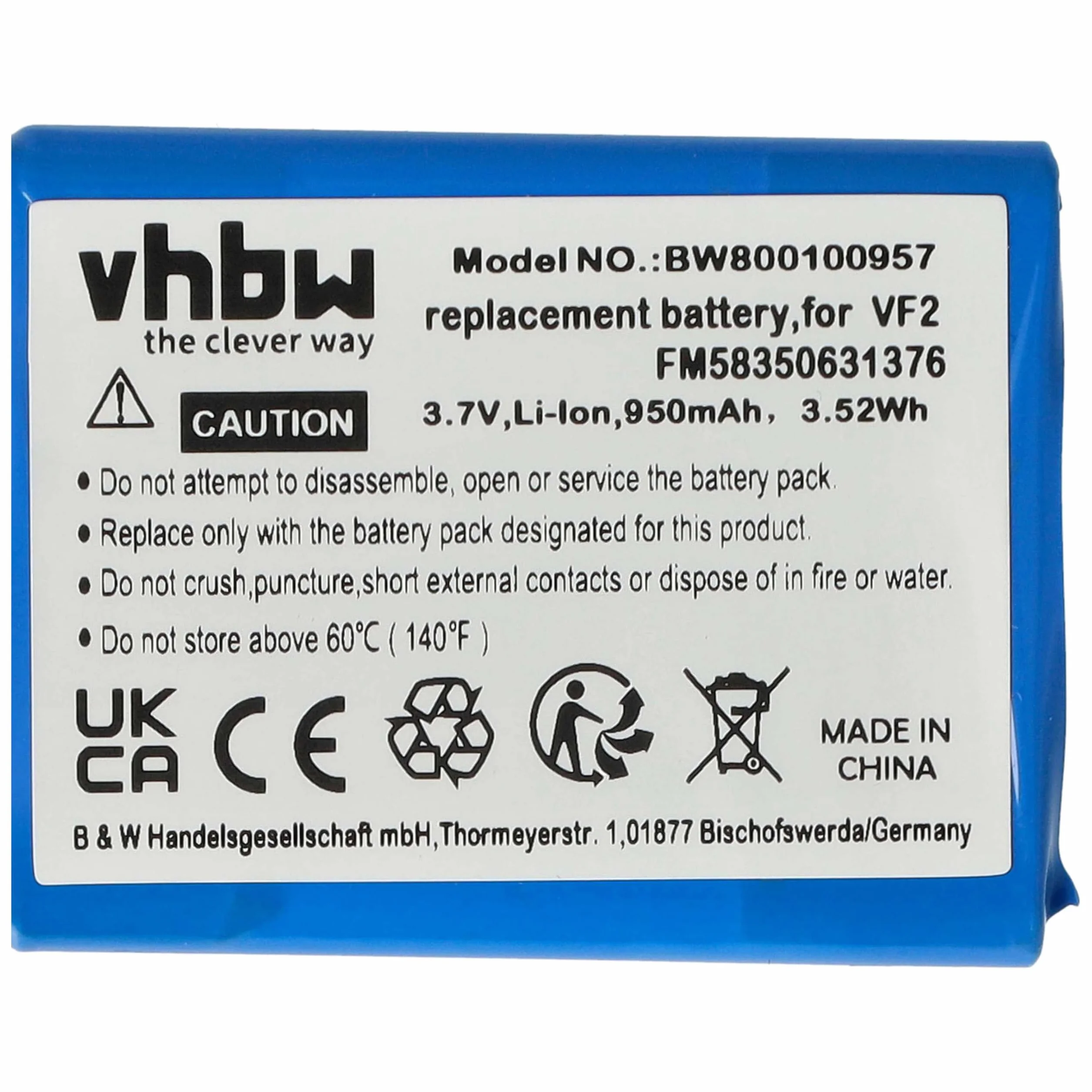 vhbw Bateria kompatybilna z TomTom Start 50, Go Live 825 Europe nawigacja GPS (950 mAh, 3,7 V, Li-Ion)