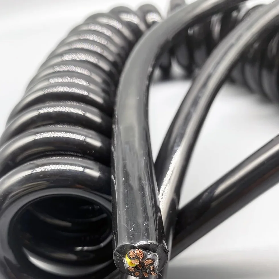 Sprężynowy kabel spiralny, Drut sprężynowy 12 rdzeni 1,5 kwadratowy sprężynowy drut teleskopowy Kabel PU Mechaniczny elektryczny kabel połączeniowy Zwijana cewka