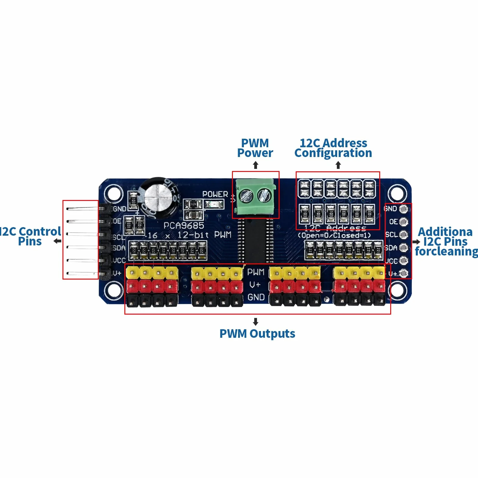 Podazz PCA9685 16-kanałowy 12-bitowy sterownik serwo moduł IIC do robota Arduino
