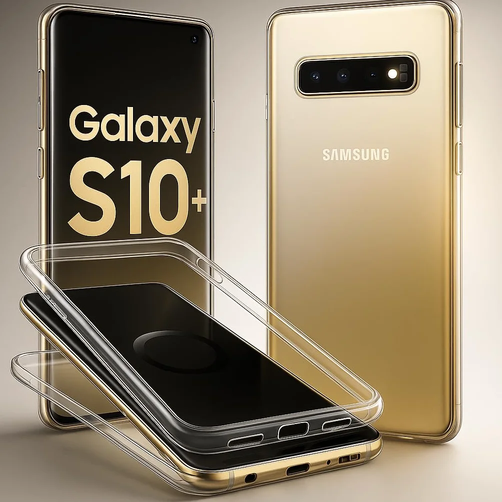 Ancile ® Samsung Galaxy S10 Plus 360° przezroczysta podwójna pełna ochrona silikonowa odporna na wstrząsy, obudowa do S10+