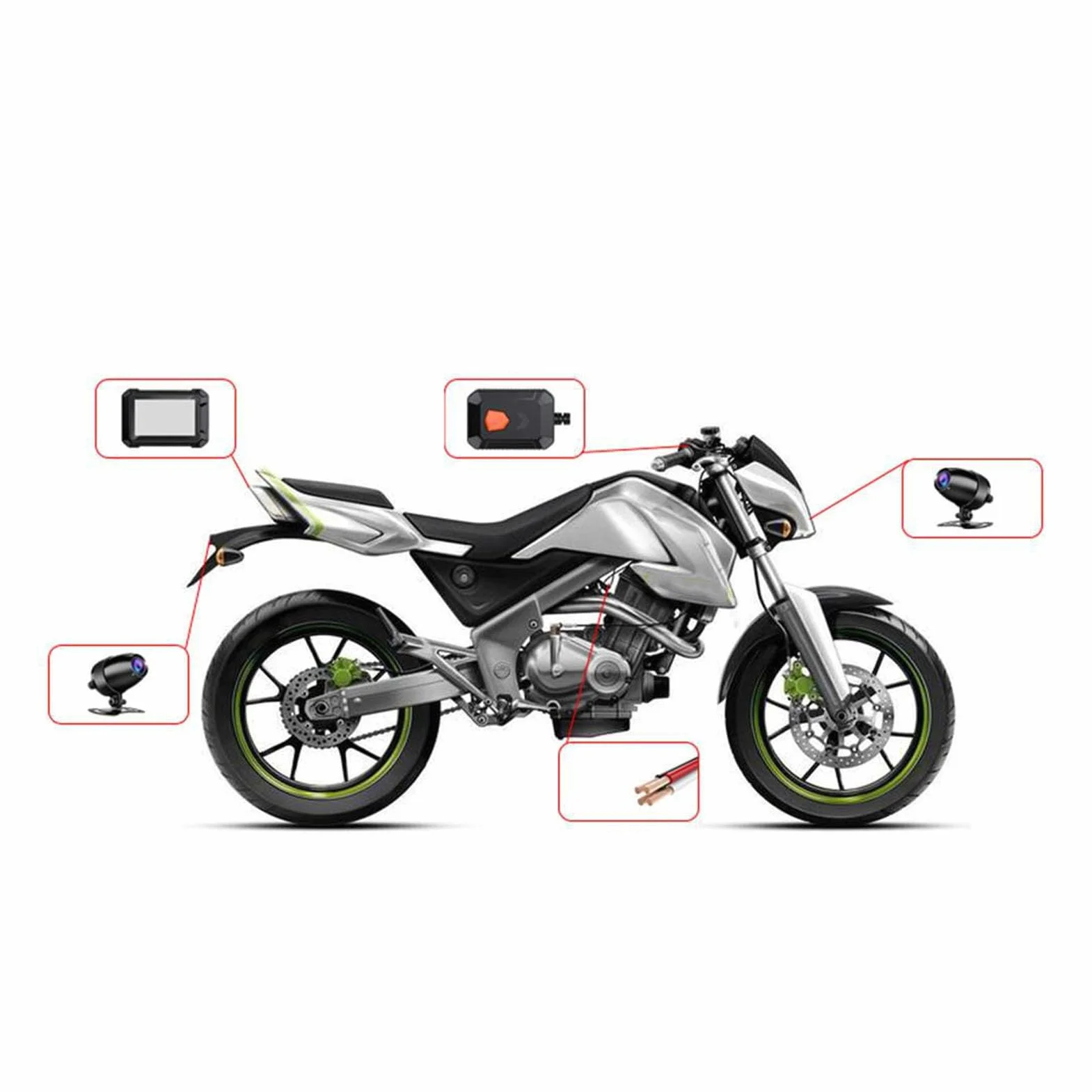 Podwójna Kamera Samochodowa Motocykla, Podwójna Kamera Samochodowa 1080P Szerokokątny Podwójny Rejestrator Jazdy w Nocy dla Skuterów śnieżnych ATV UTV