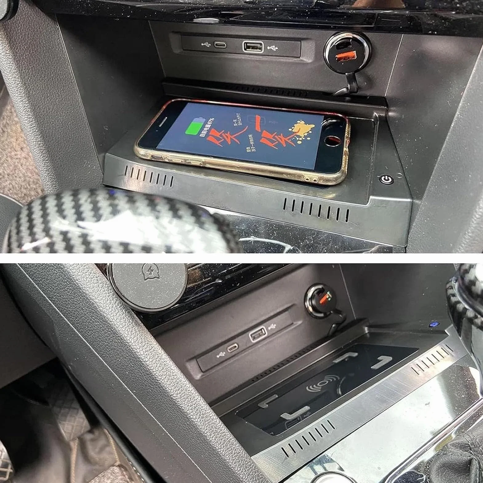 Bezprzewodowa ładowarka Samochodowa do VW Tiguan 2018-2023,15W Qi Szybkie ładowanie Telefonu Pad ładowarka do Konsoli środkowej Akcesoria Do Każdego Telefonu Kompatybilnego Z Qi