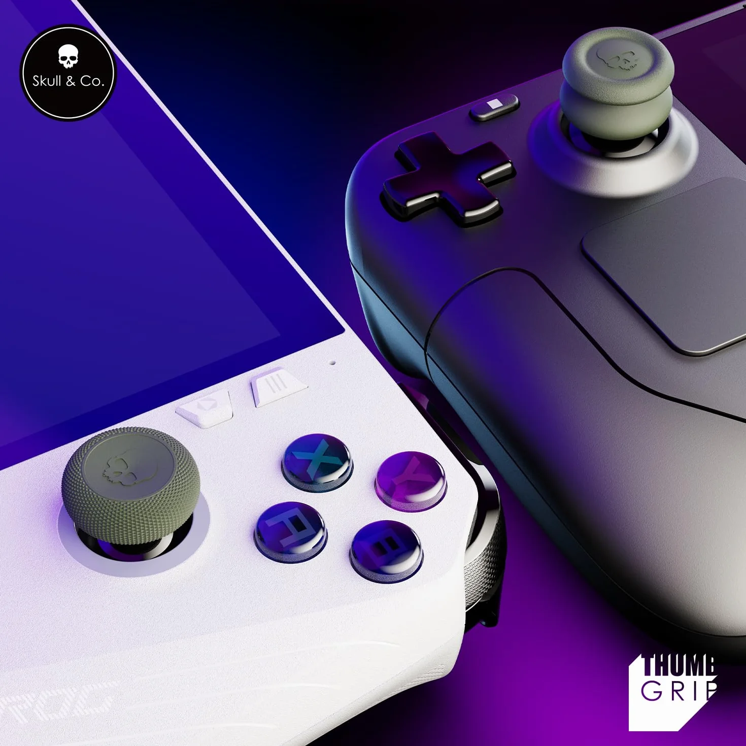 Skull & Co. Skin, CQC i FPS zestaw uchwytów na kciuk, joystick, analogowa nasadka do Steam Deck/Steam Deck OLED i ROG Ally/ROG Ally X - czarny, 3 pary (6 szt.)