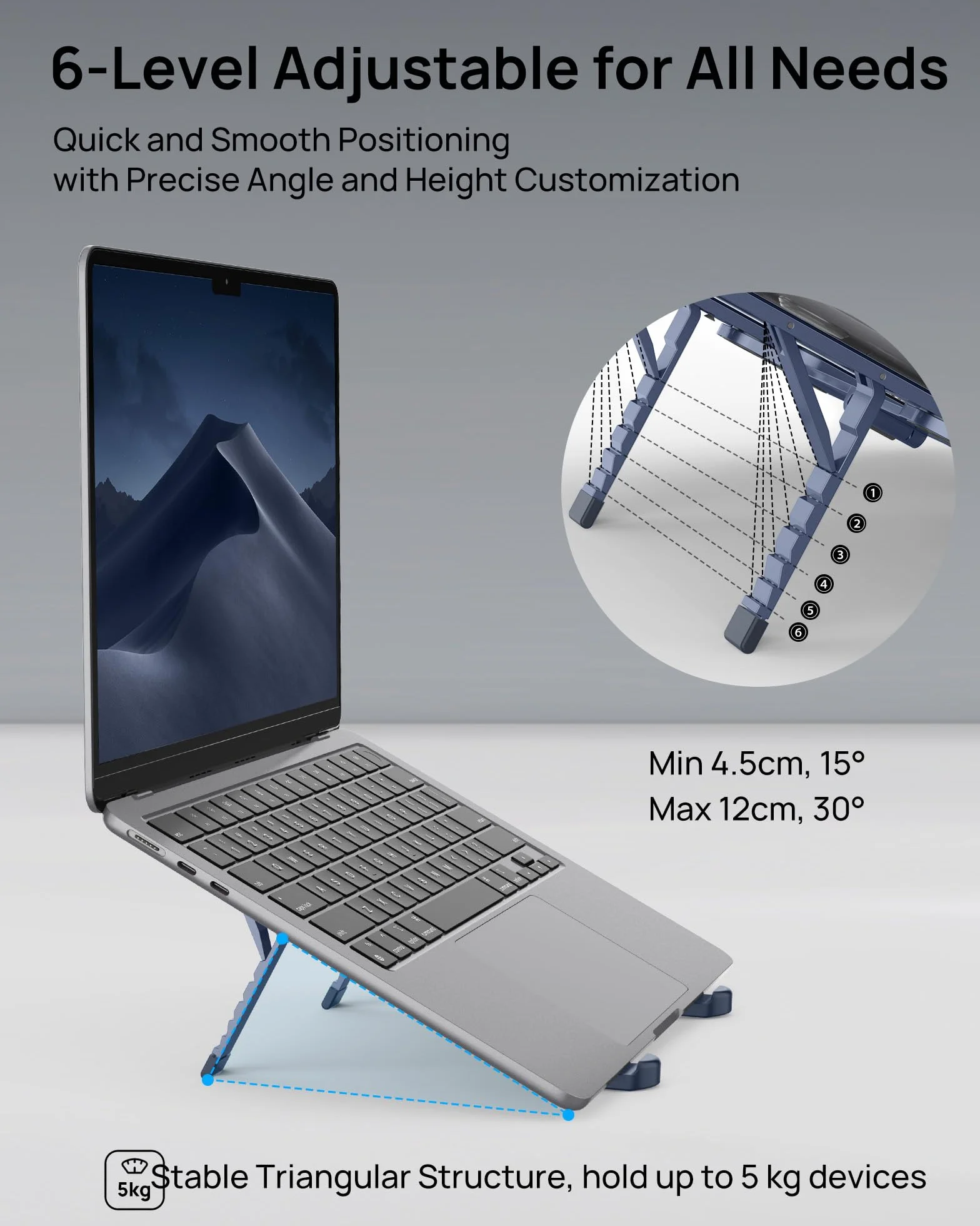 SODI Stojak na laptopa, składany aluminiowy stojak na notebooka, z regulacją wysokości, wentylowany, chłodzący, uchwyt na laptopa, do MacBook Pro/Air, HP, Sony, Dell, wszystkich laptopów o przekątnej