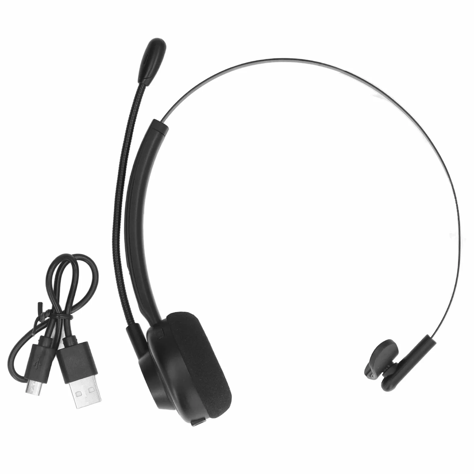 Zestaw Słuchawkowy Call Center, Bezprzewodowy Zestaw Słuchawkowy Bluetooth 5.1, Mikrofon z Redukcją Szumów na Jedno Ucho do Call Center, Klasa Online