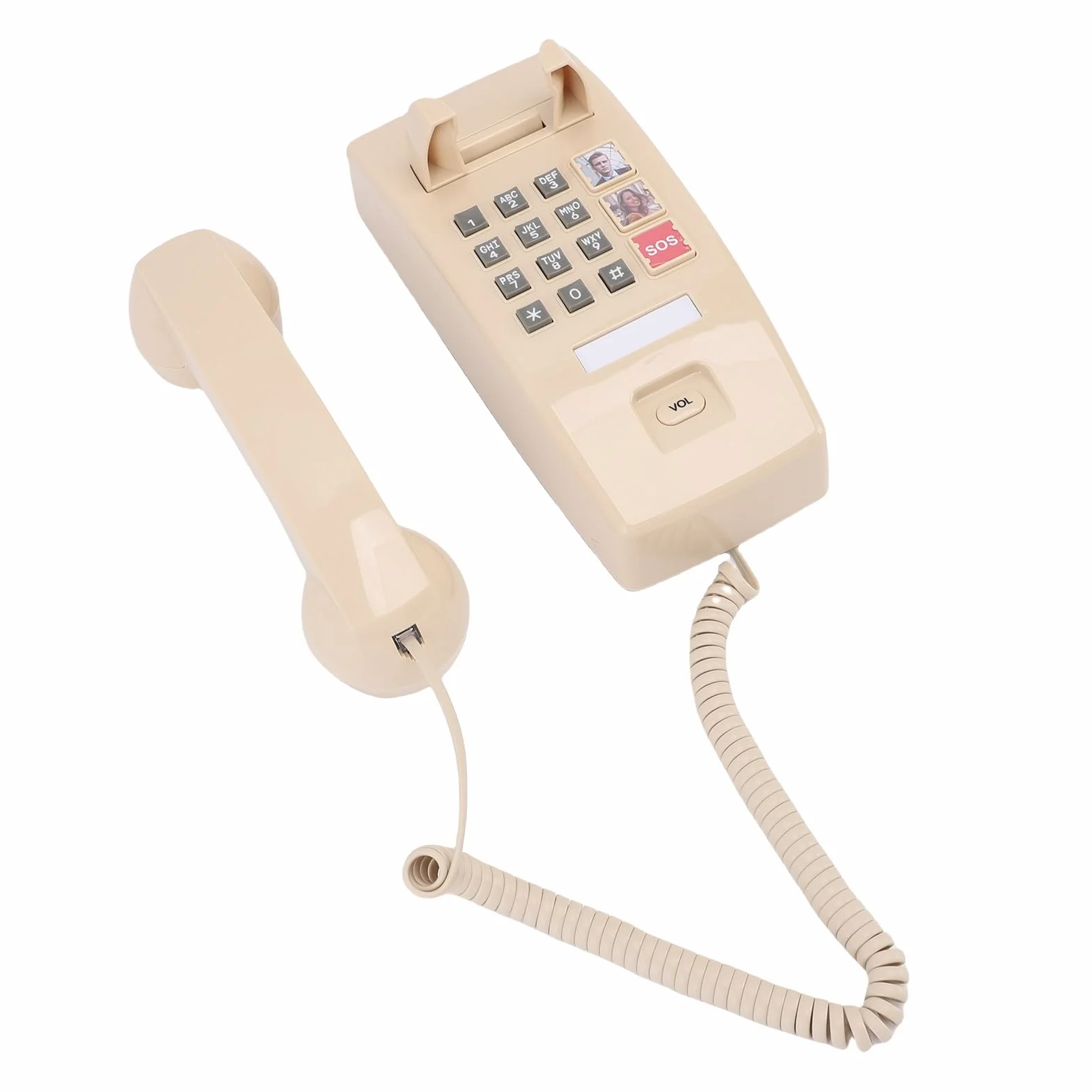 Telefon ścienny, Telefon Stacjonarny z regulacją Głośności Retro z Jednym Kliknięciem Wybieranie Rodzinne w Domu Szkoła Biuro Kuchnia Łatwa Obsługa Nie Wymaga ładowania Wskaźnik Stanu