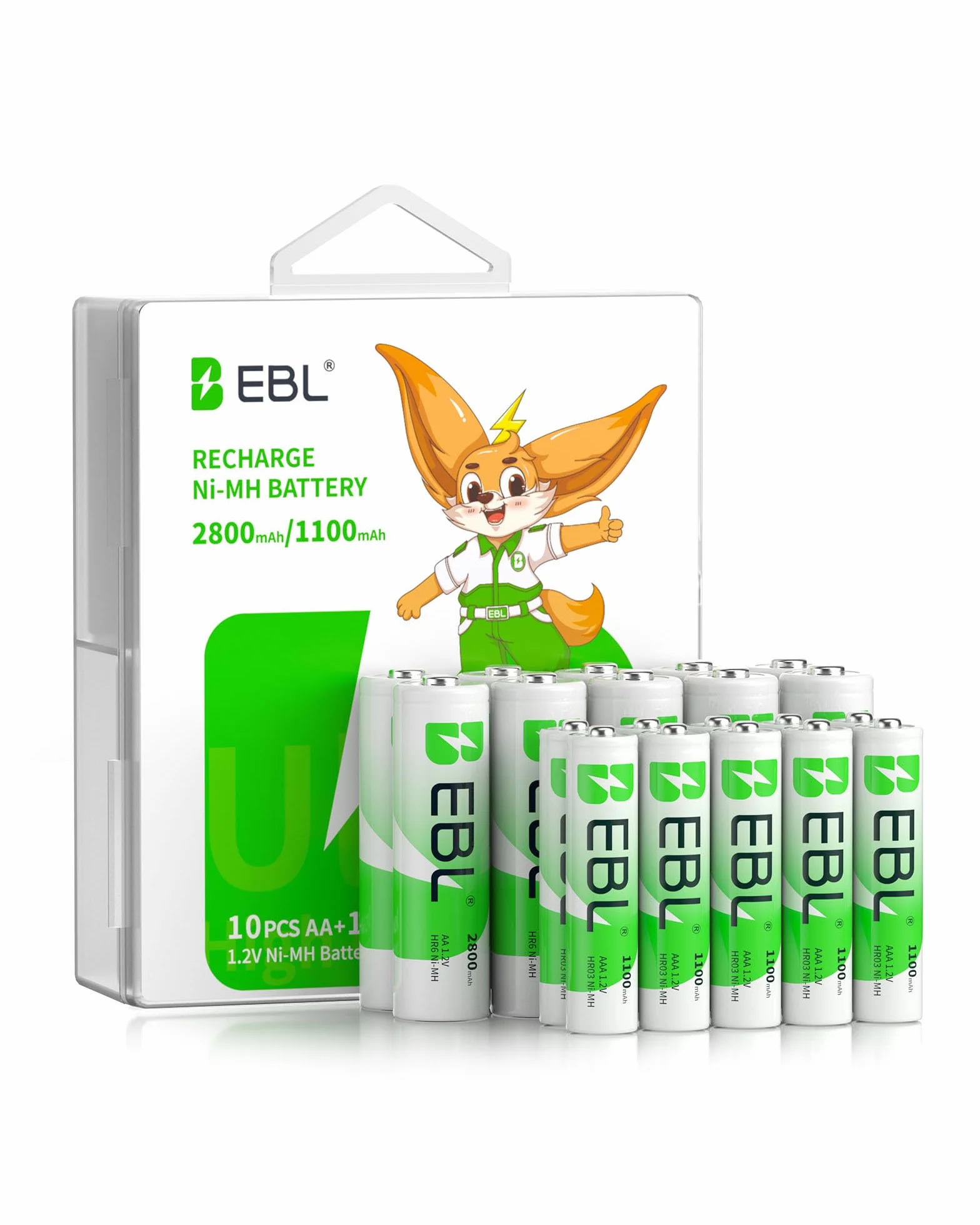 Akumulator AA AAA, 20 sztuk w opakowaniu: EBL 10 x 2800 mAh AA + 10 x 1100 mAh AAA – możliwość ponownego ładowania, niski poziom samorozładowania, idealny do urządzeń o wysokiej wydajności