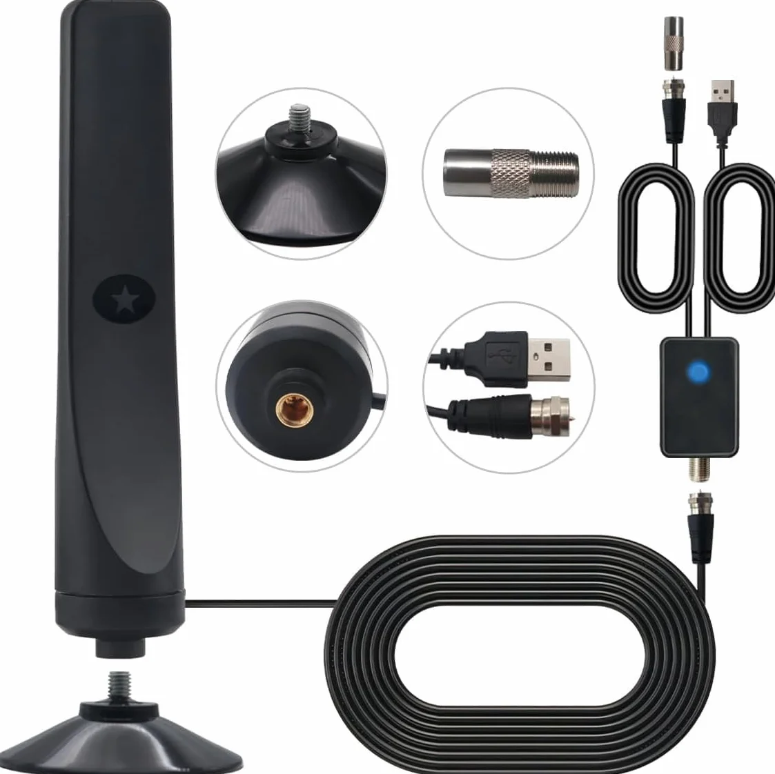 Wavemax antena telewizyjna Festberg Hitenna, antena DVB-T2, cyfrowa antena telewizyjna Freeview Rewave, do użytku w pomieszczeniach z silnym zasięgiem sygnału, inteligentna antena telewizyjna do