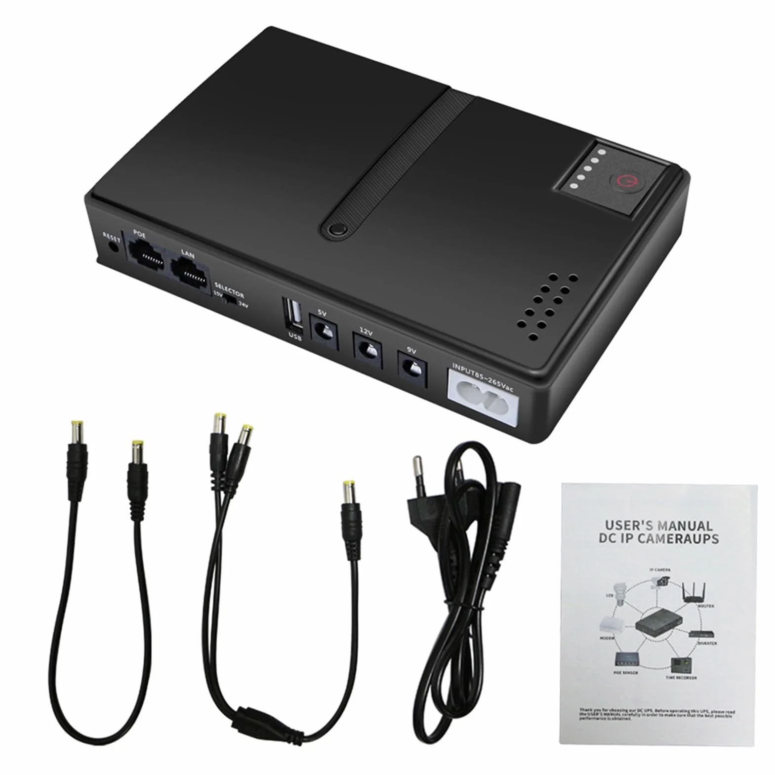 Mini UPS, Akumulator o Mocy 18 W, Zasilacz Bezprzerwowy z Wyjściem DC 5 V, 9 V, 12 V, 2 A, USB 5 V, 2 A, POE, 15 V, 24 V, Mały Zasilacz Awaryjny do Routera, Kamery Bezpieczeństwa