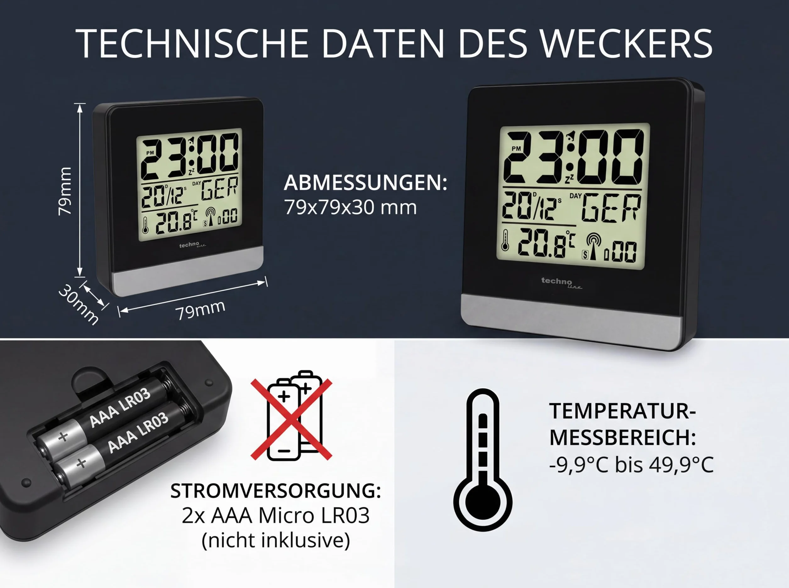 Radiobudzik WT 260 z wyświetlaczem temperatury