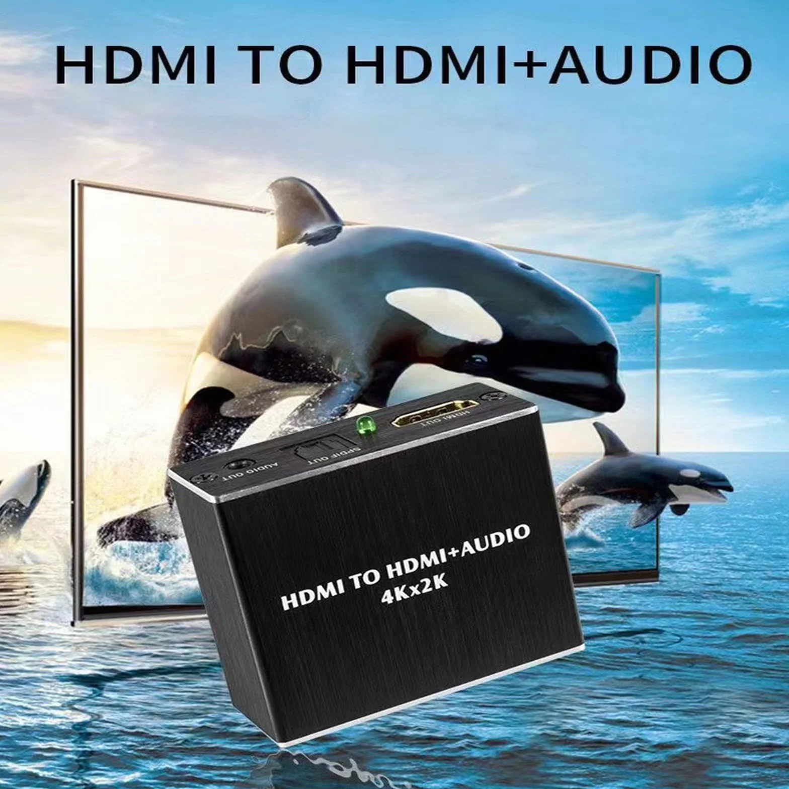 Konwerter HDMI Audio Extractor, konwerter audio, 4Kx2K, Optical Toslink SDPIF, gniazdo audio 3,5 mm, adapter rozdzielacza optycznego Hdmi, do PS5 i innych urządzeń