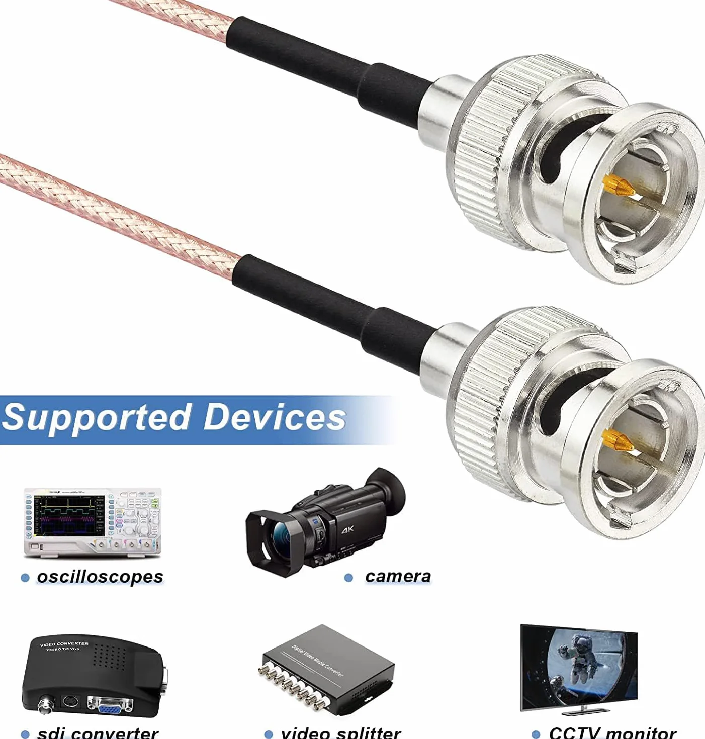 Superbat Kabel SDI 3G HD 50 cm RG179 BNC męski na męski 75 omów 2 sztuki