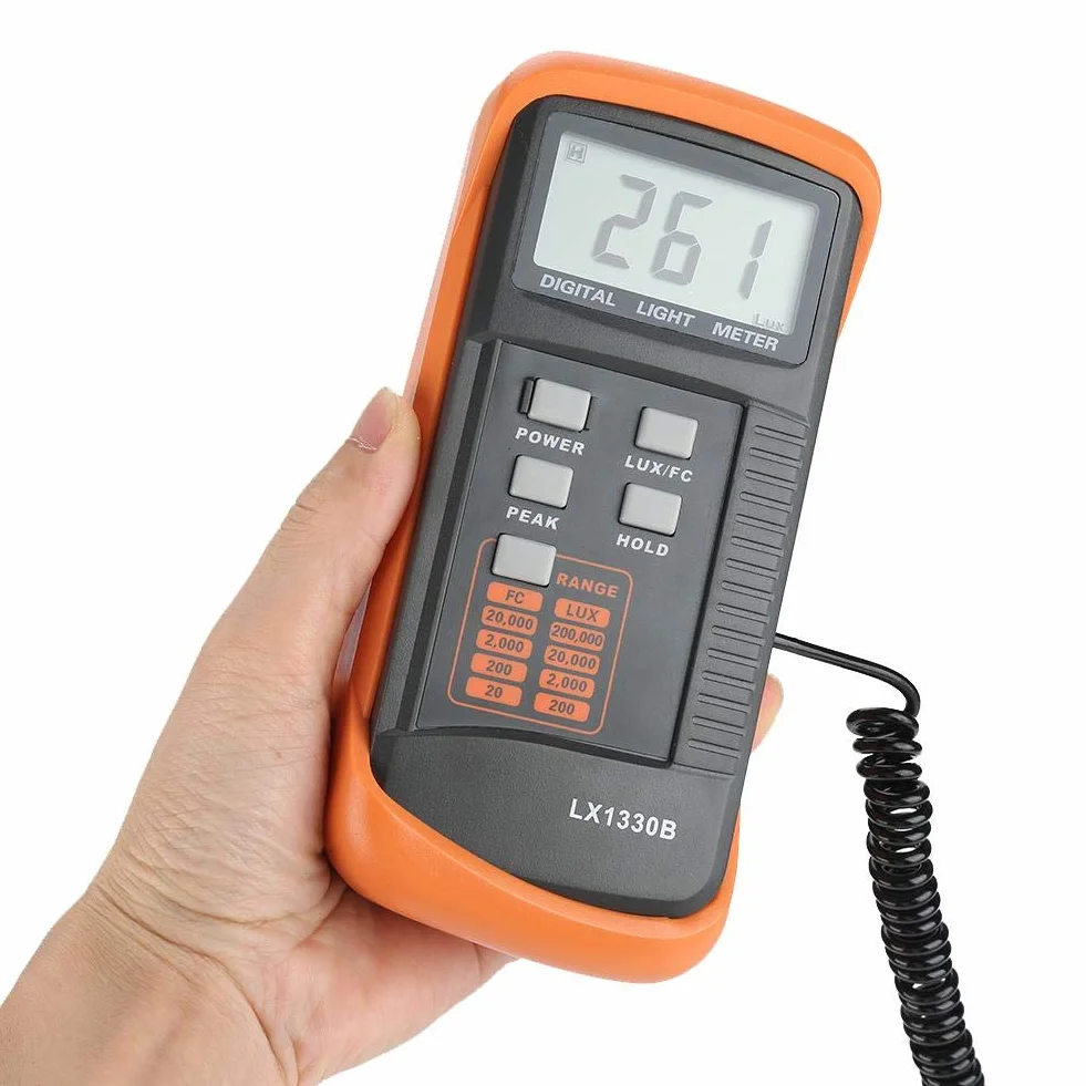 Estink Luxmeter LX1330B, Cyfrowy Miernik Światła LCD, Illuminometer, Zakres Pomiarowy 0-200000 Lux