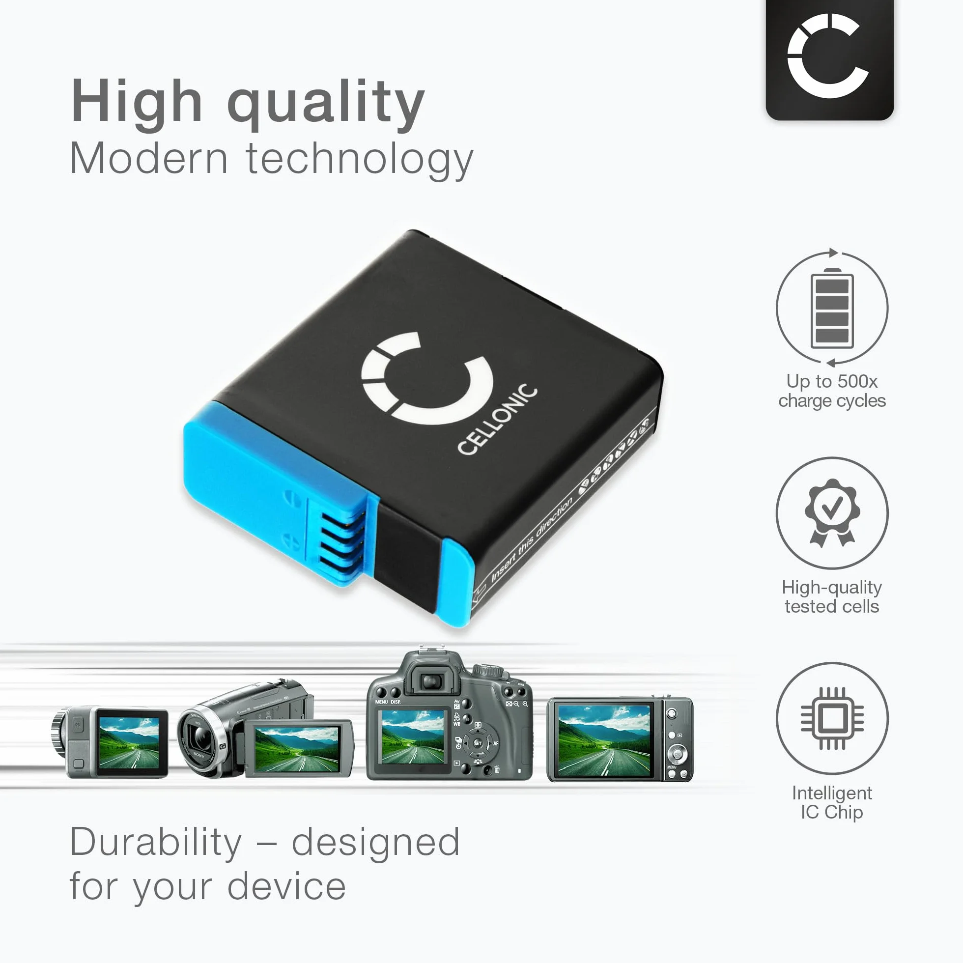 CELLONIC, akumulator do kamery kompatybilny z GoPro Hero 7 Black, 8, 6, 025416, 421850 (3,85V, 1200mAh)
