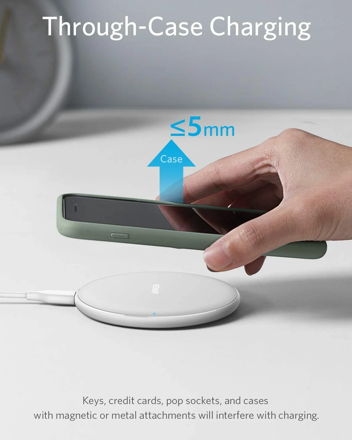 Anker 313 Wireless Charging Pad, Qi-Certified 10W Max for iPhone 15/15 Pro/15 Pro Max/14/13/12/11, SE 2020, AirPods (Without Power Supply) (biały)