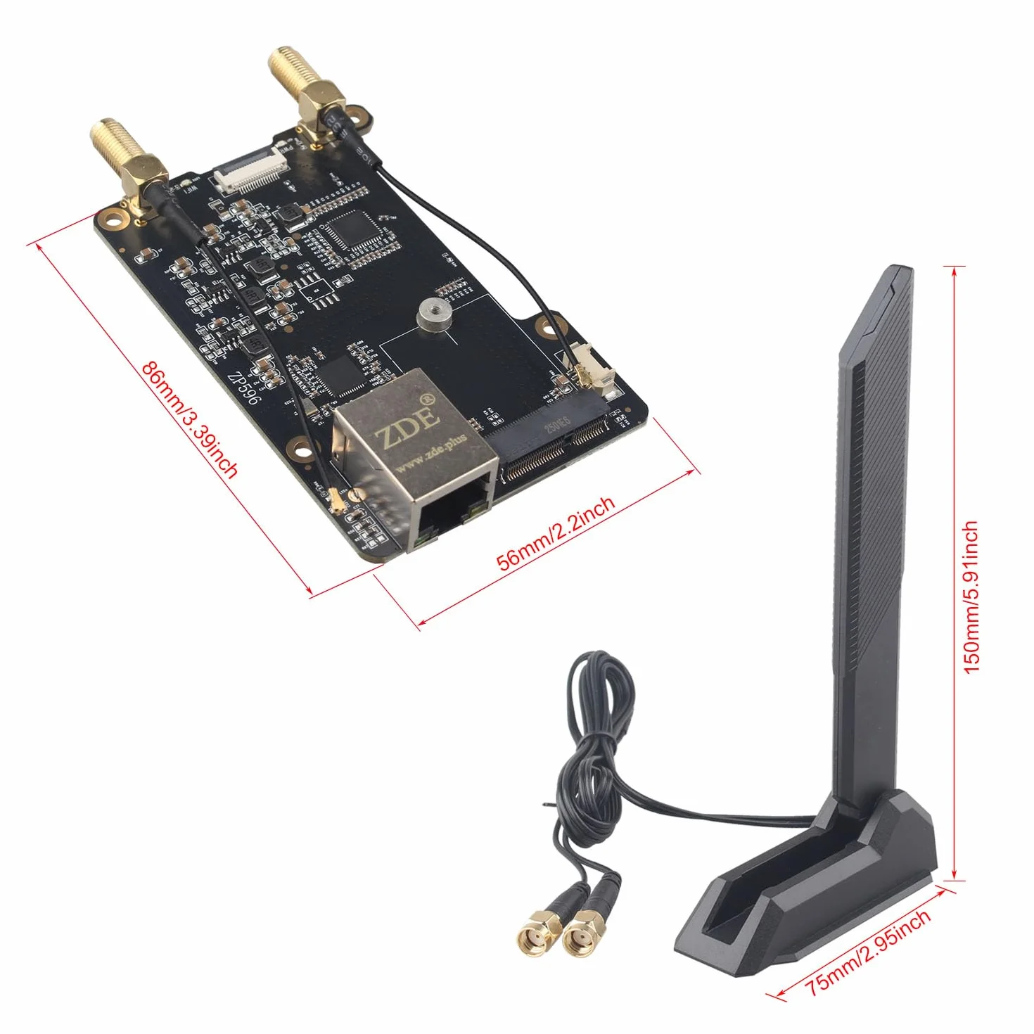 ZDE ZP596C PCIe do M.2 E Key Hat Magnetyczna Antena WiFi7 6 6E 5 PCIe do 2,5G Kapelusz sieciowy Ethernet do Raspberry Pi 5 Wsparcie Google TPU WiFi 7 BE200 WIFI6E AX210 MT7922 WIFI6 AX200