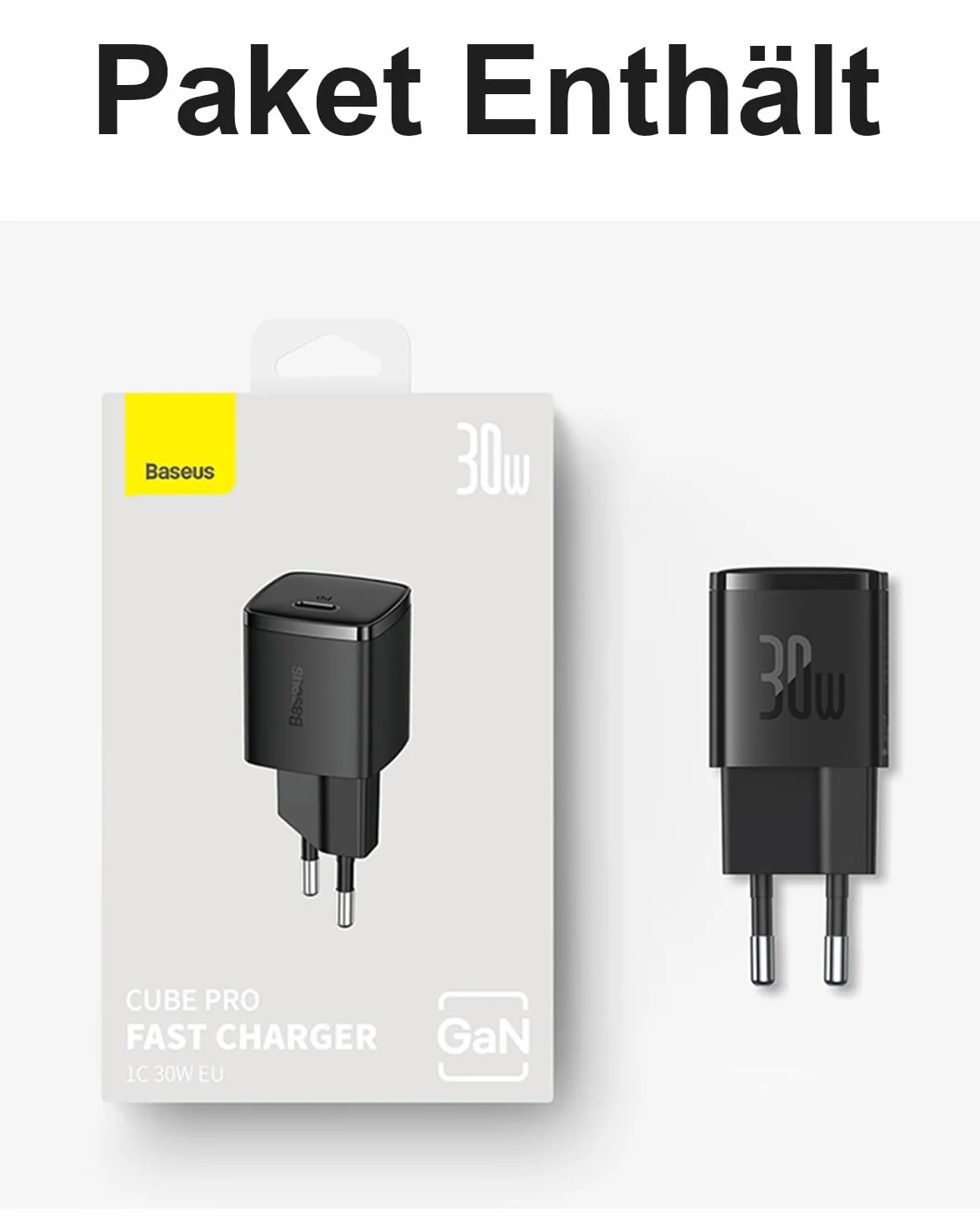 Baseus Ładowarka USB C 30 W, szybka ładowarka zasilacz sieciowy iPhone 17 16 15 14 13 12 11 Pro Max, Galaxy 25 24, ładowarka do telefonu komórkowego, wtyczka USBC, adapter do szybkiego ładowania