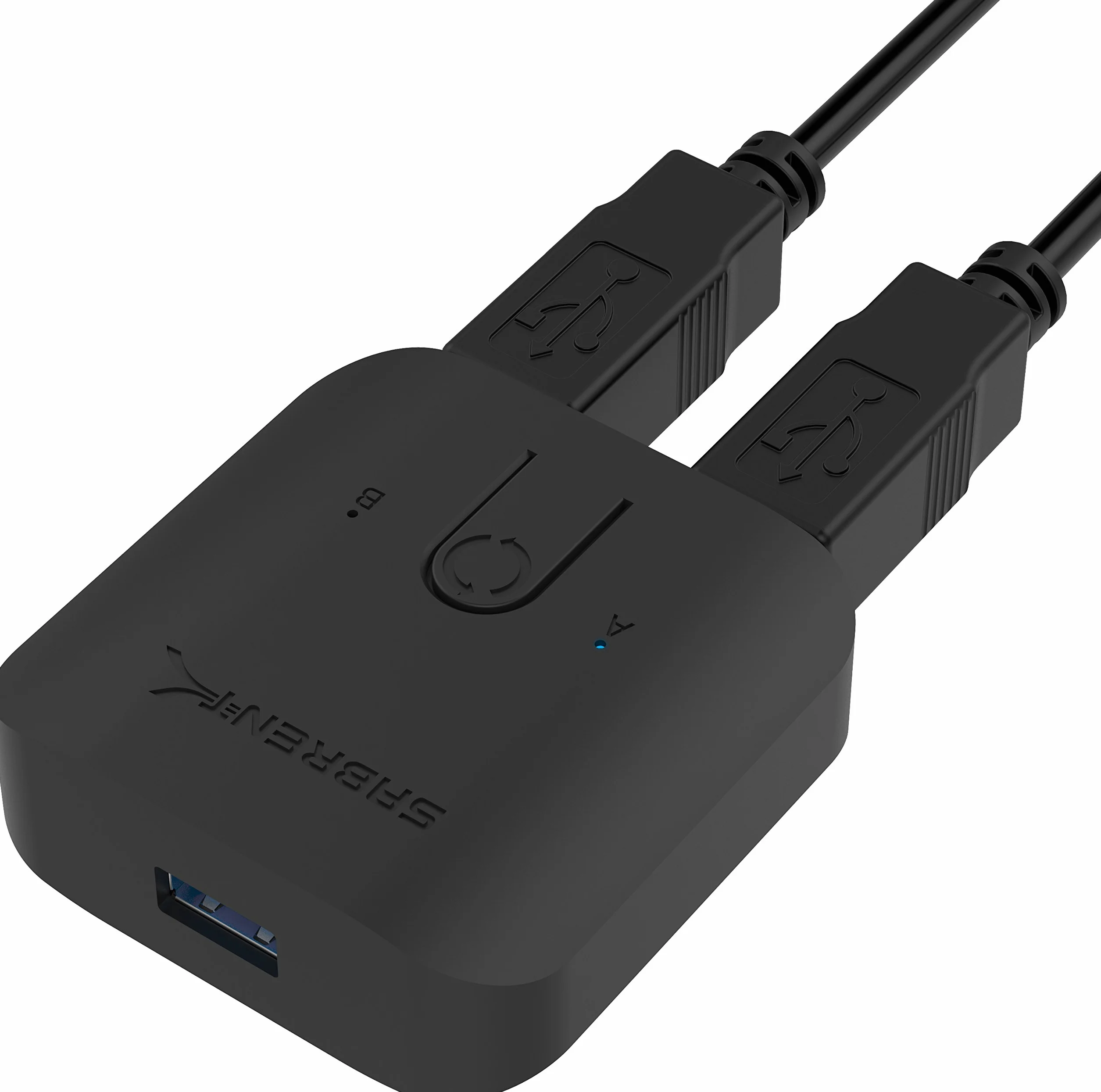 SABRENT Przełącznik USB 3.2, 2 w 1 out, rozgałęźnik peryferyjny, przełącznik dzielenia się USB, adapter rozdzielający do komputera, drukarki, skanera, myszy, klawiatury, wskaźników urządzeń LED