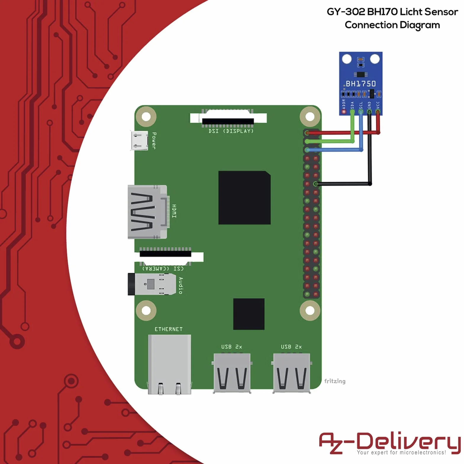 AZDelivery 3 x GY-302 BH1750 Czujnik światła Czujnik jasności kompatybilny z Arduino i Raspberry Pi