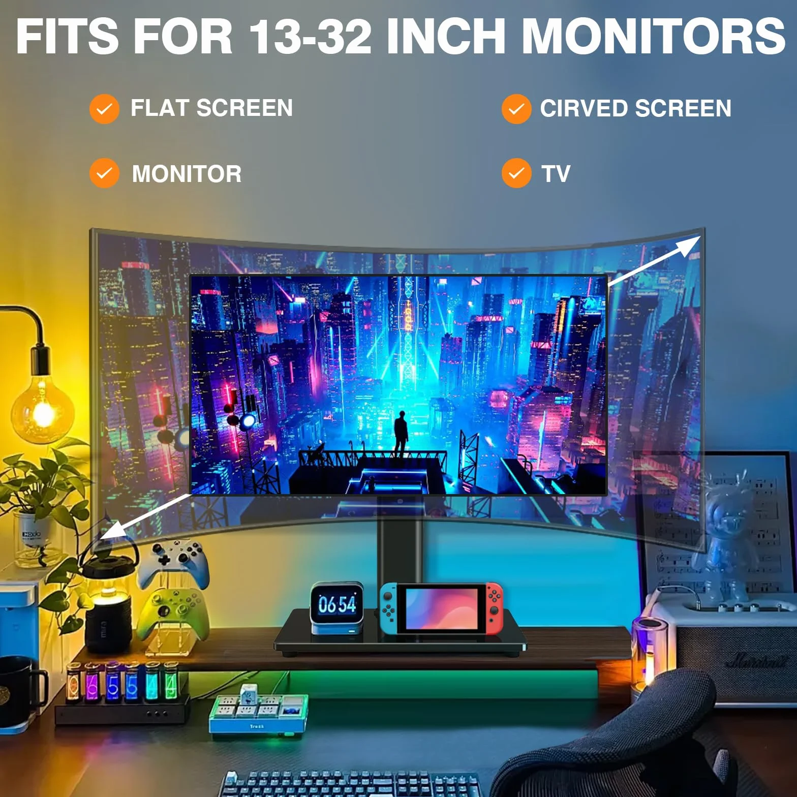 5Rcom Stojak na monitor VESA 13-32" regulacja wysokości pochylenia obracany 140° 360° zarządzanie kablami 10 kg VESA 75/100 mm