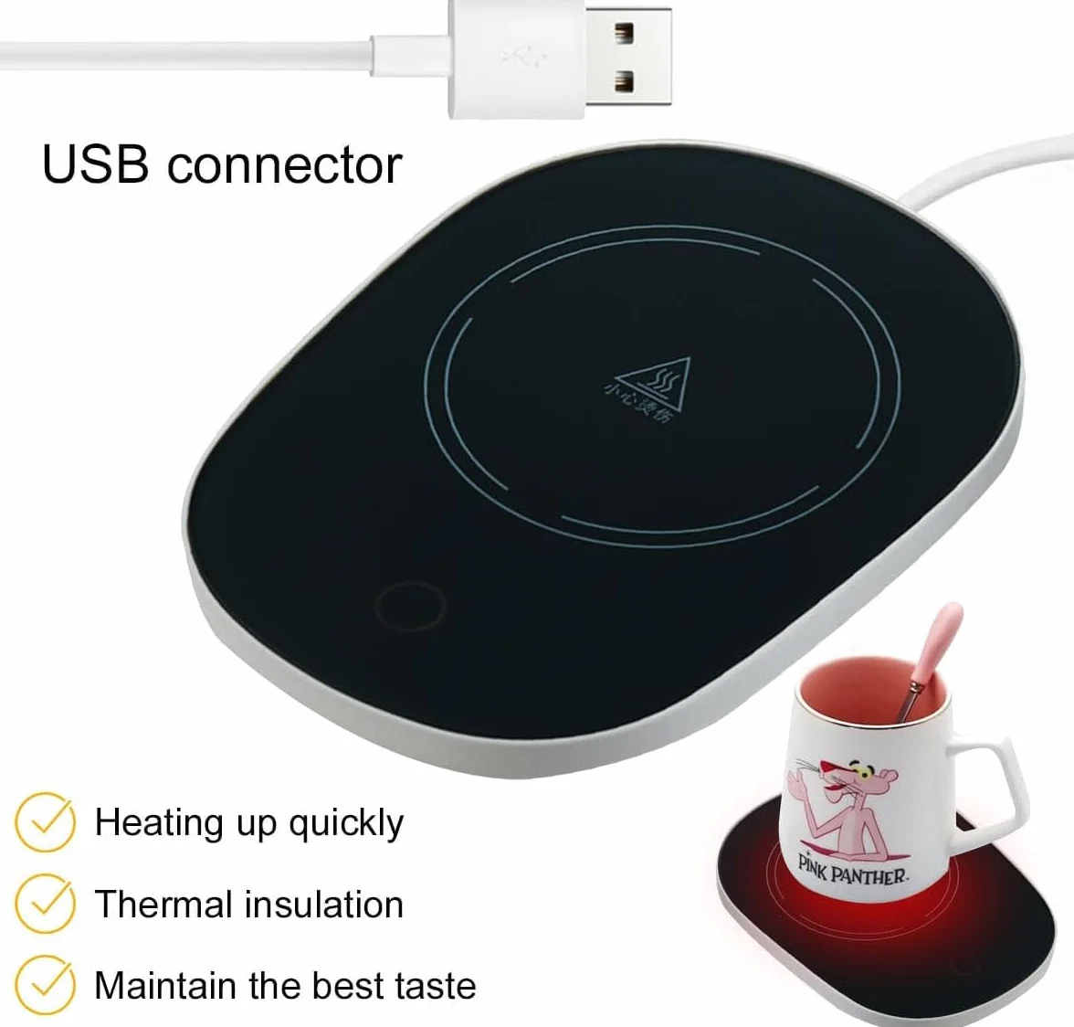 Podgrzewacz do kubków do kawy, podgrzewacz do kubków USB, elektryczny podgrzewacz do kubków, podgrzewacz do kawy, podgrzewacz do kawy, podgrzewacz do kawy, mleka, idealny na sezon zimowy, czarny