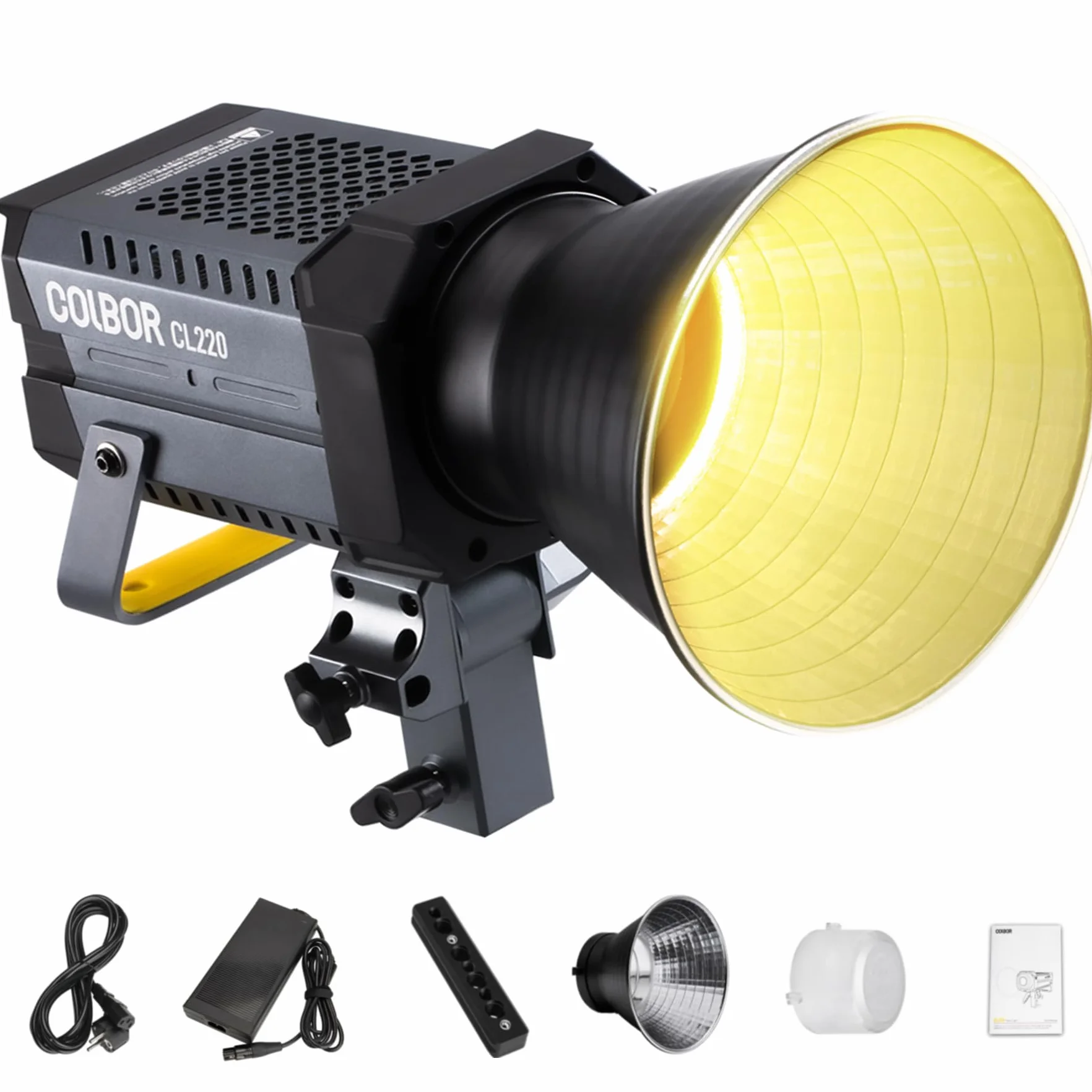 COLBOR CL220 Pro COB LED lampa wideo 220W 2700-6500K CRI96+ sterowanie aplikacją mocowanie Bowens wspierająca bezgłośną pracę i lekką wagę