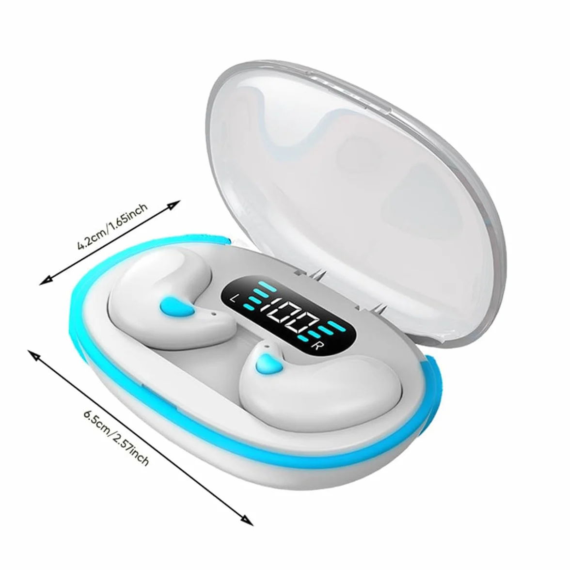 Zestaw słuchawkowy Bluetooth z przewodnictwem kostnym, bezprzewodowe, niewidoczne słuchawki douszne, lekkie słuchawki z trybem uśpienia, bezbolesne słuchawki dla osób śpiących na boku (czarne)