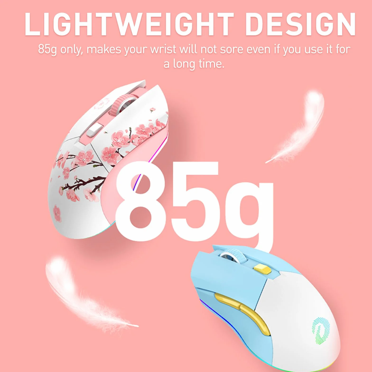 DAREU Pink Mysz do gier bezprzewodowa z magnetyczną stacją dokującą do ładowania RGB, 12 tys. dpi, 7 programowalnych przycisków, precyzyjny czujnik 300IPS 1000 Hz do komputerów PC i notebooków Mac
