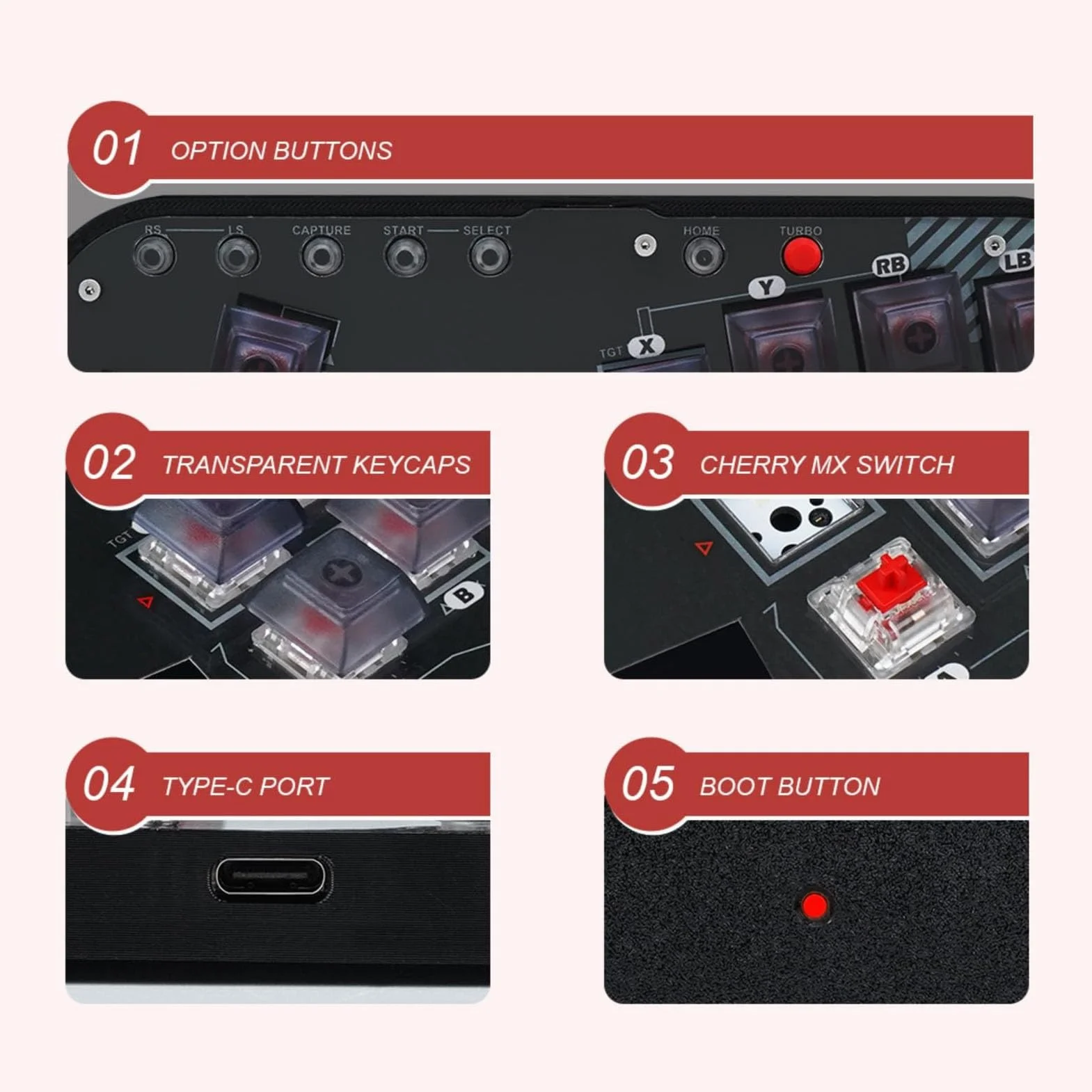 Generic Klawiatura Fighting Box Bardzo Niskie Opóźnienia dla Kontrolera SOCD Fighting Stick na PC Mechaniczny Kluczykowy 7,5x3,0x0,4 Cala
