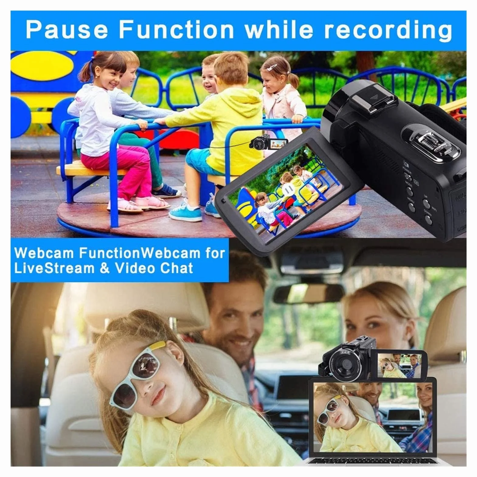 Kamera Wideo, Cyfrowy zoom Vlogging Camera 4K WiFi Night Vision 5 6mp. Wbudowany lekki ekran dotykowy do transmisji na żywo(Standard,K1 Gray Camera kit 2)