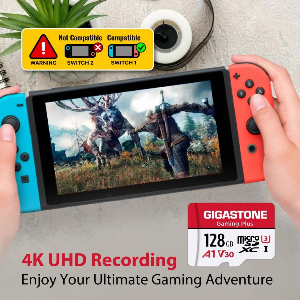 [Gigastone] Karta micro SD 128 GB z czytnikiem kart USB typu C, karta pamięci Gaming Plus, karta pamięci MicroSDXC do Nintendo Switch, nagrywanie wideo 4K, UHS-I A1 U3 V30 C10, do 100 MB/s, z