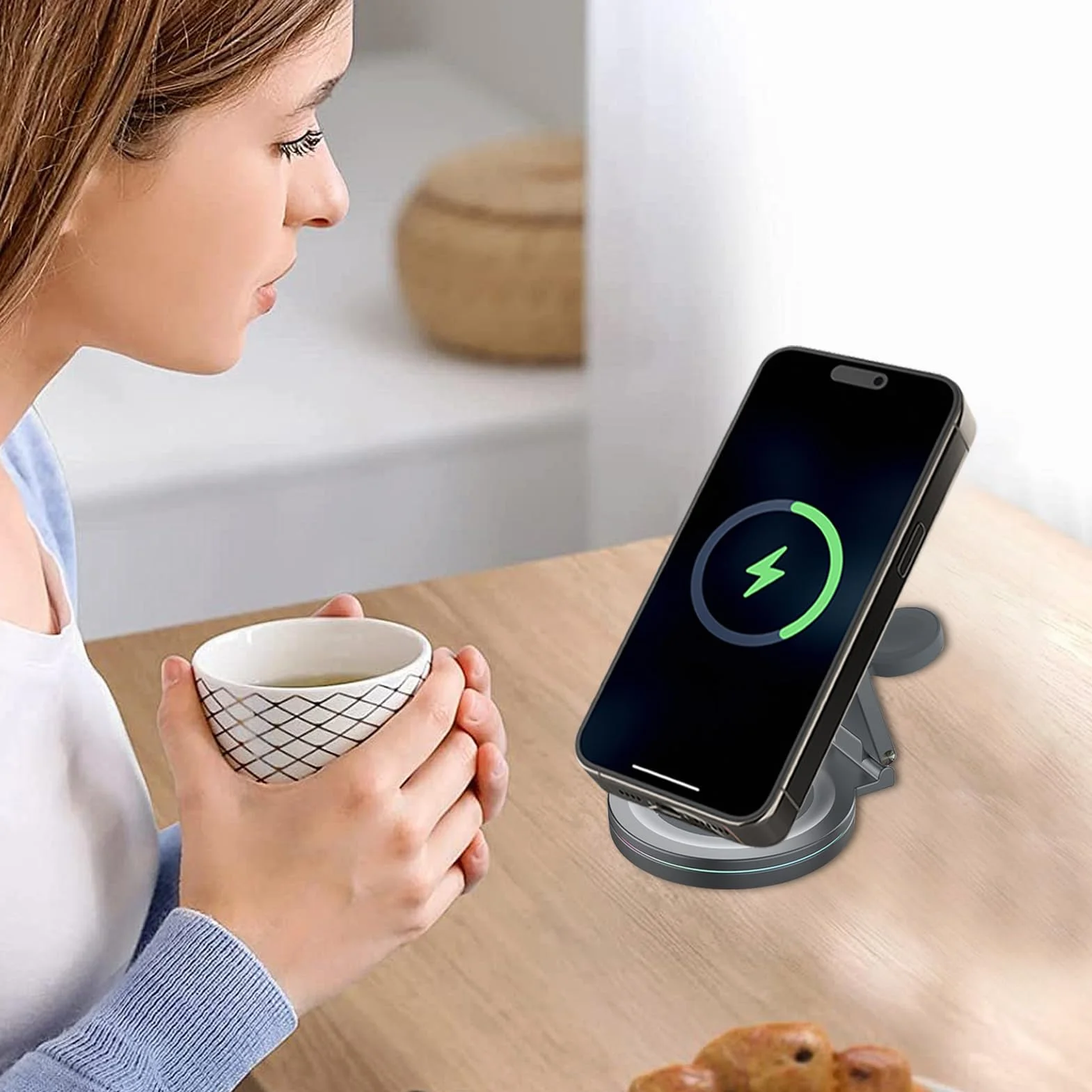 Stacja ładowania telefonu, stacja ładowania telefonu Magnetyczny uchwyt na | Stacja ładująca Obrotowa konstrukcja o 360° Magnetyczny uchwyt