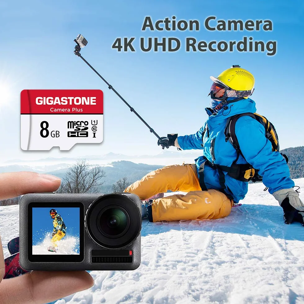 Gigastone Karta pamięci 8 GB, zestaw 10 kart, kamera seryjna, prędkość do 80 MB/s. idealny do kamery Full HD Gopro Drone U1 C10 Micro SDHC z mini etui i adapterem SD.