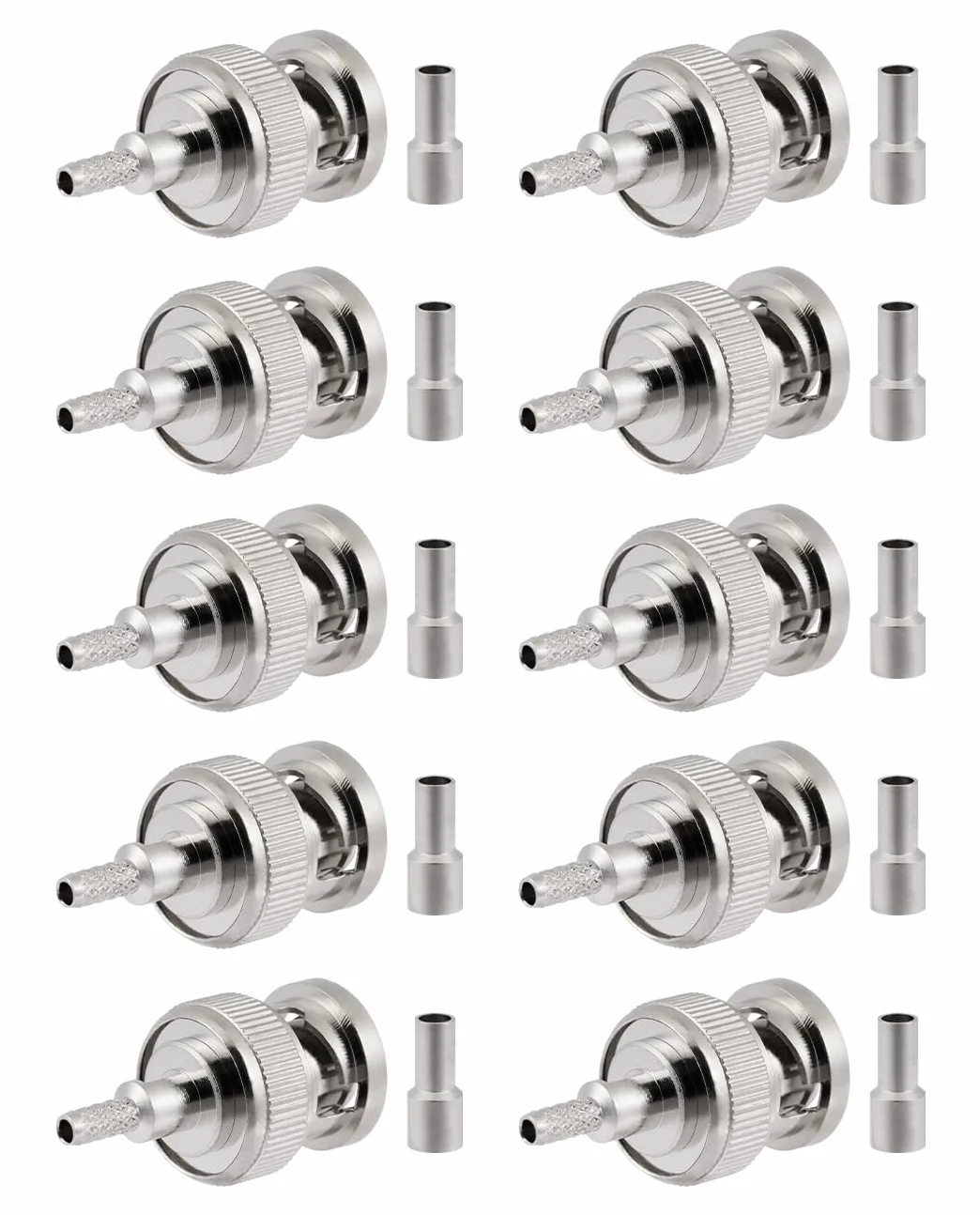 Vecys 10 PCS BNC Męskich Złączy 50 Ohm BNC Męskie Zaciskane Złącze dla RG316 RG174 RF Koncentryczny Kabel
