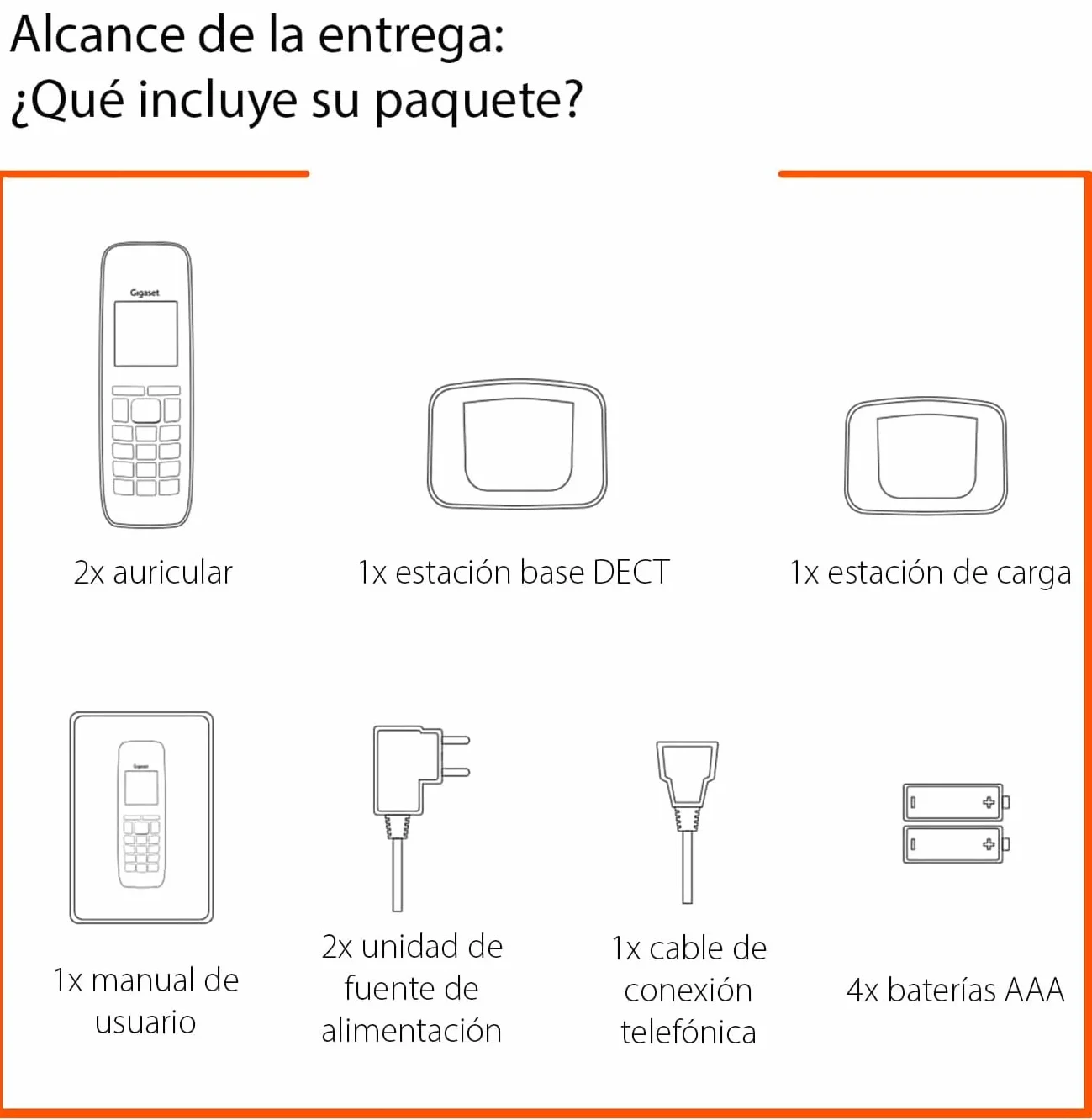 FIJO INALAMBRIC TELEFON GIGASET E290 DUO BLANCO 300 NUMEROS - 42 TONOS