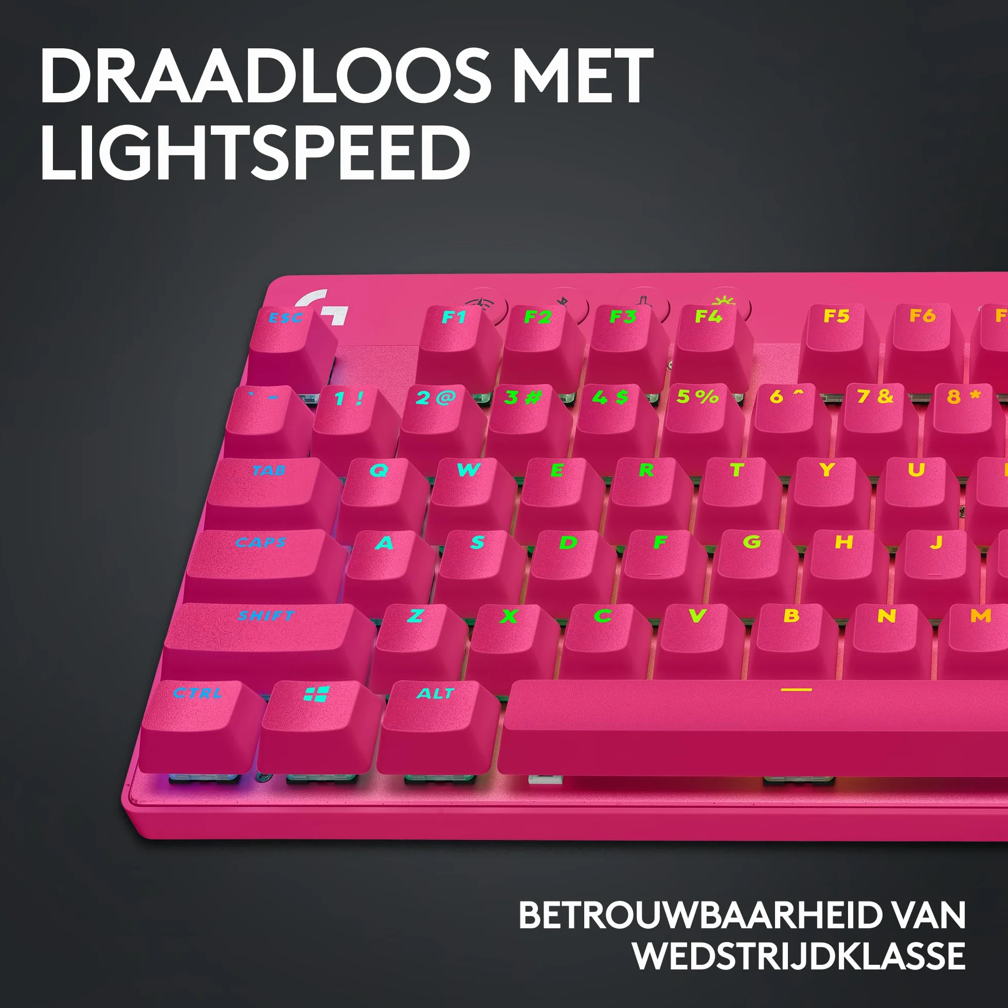 Logitech G PRO X TKL LIGHTSPEED Bezprzewodowa klawiatura do gier | AZERTY układ francuski, Tactile - Różowy