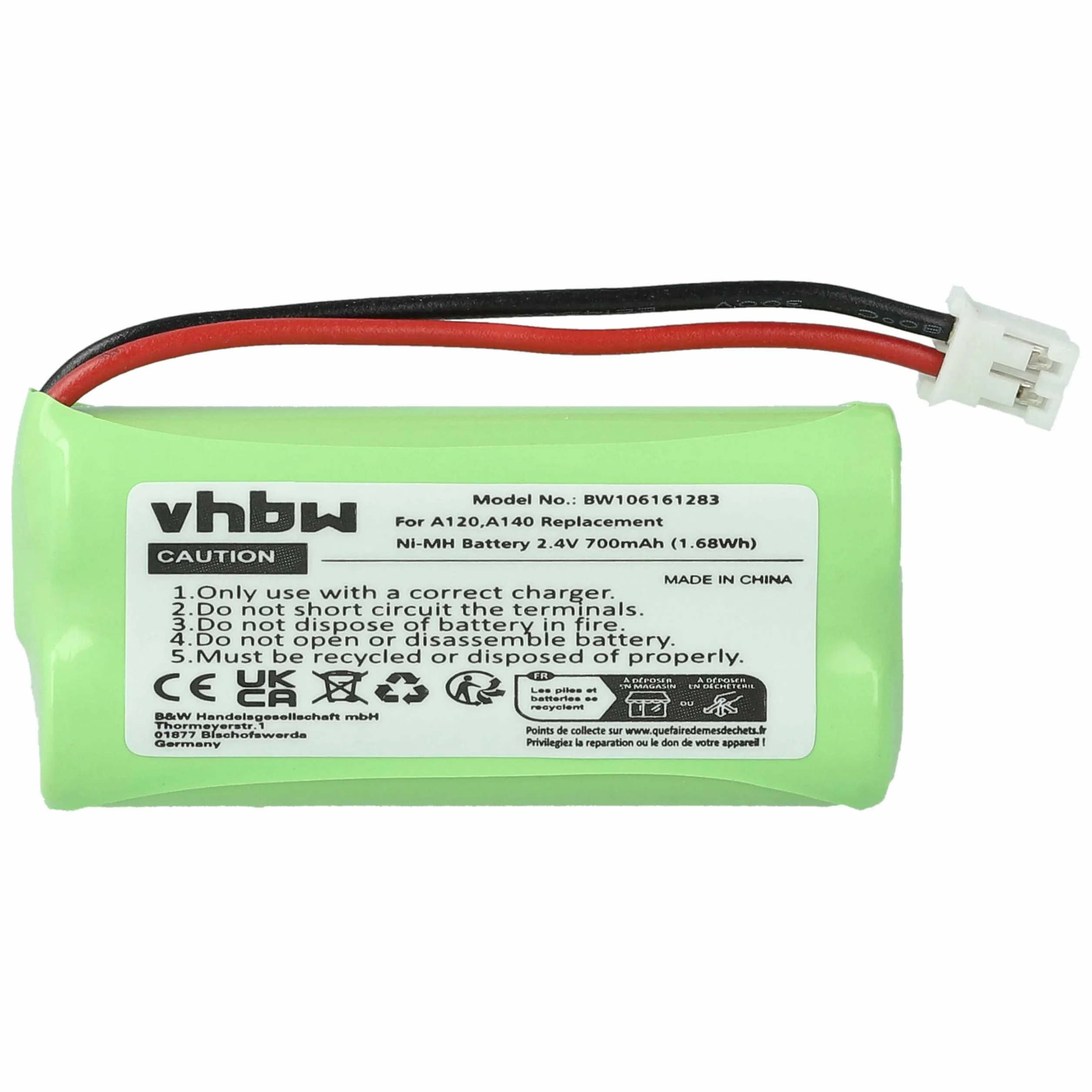 vhbw 10 x bateria zastępuje V30145-K1310-X359, S30852-D1640-X1, T382, T436-U1 do bezprzewodowego telefonu stacjonarnego (700mAh, 2,4V, NiMH)