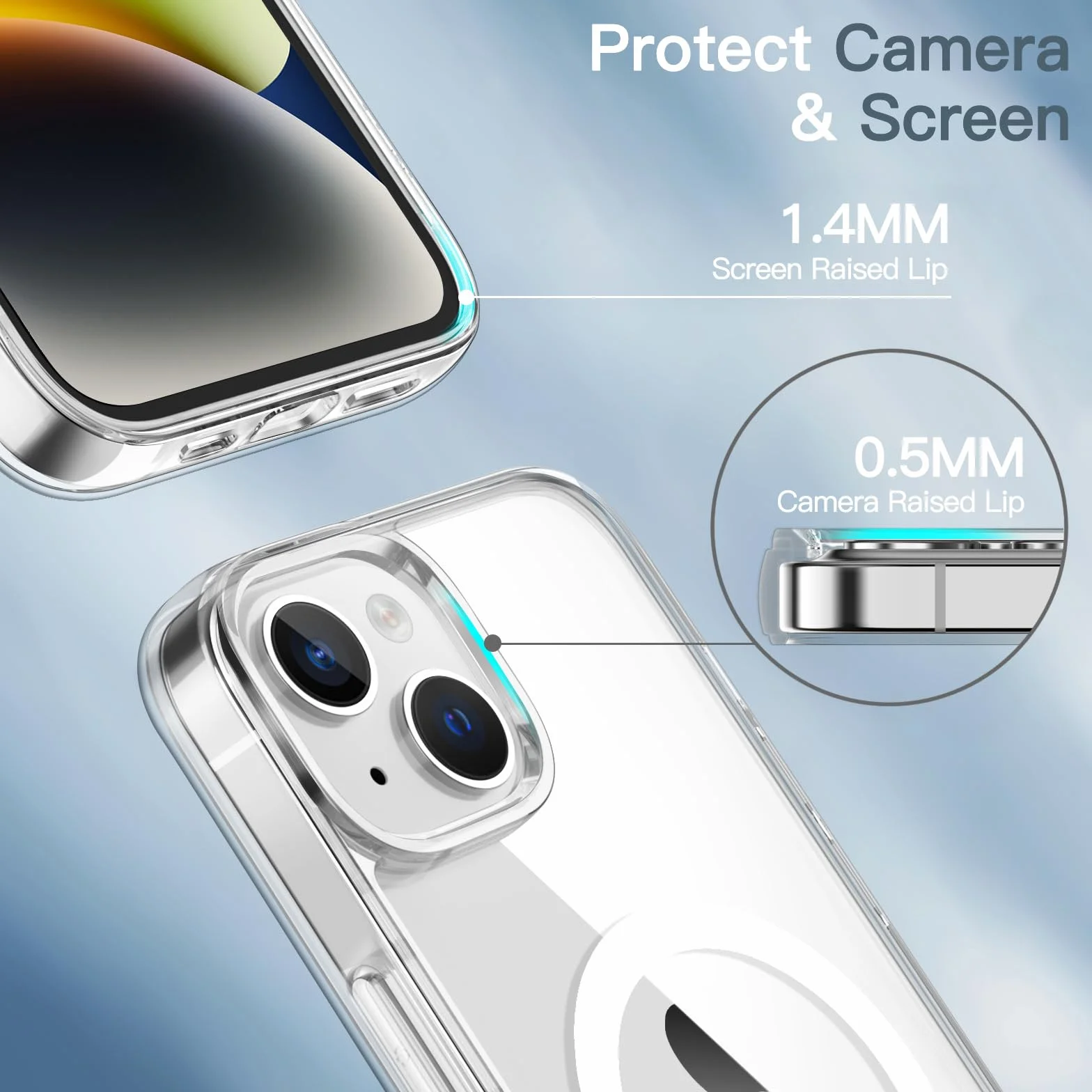 JETech Magnetyczna Etui dla iPhone 14 6,1 Cala Kompatybilny z MagSafe Bezprzewodowy Ładowanie, Odporny Wstrząsy Phone Bumper Case, Przezroczysty Tył, Odporny na Zarysowania (Przezroczyste)